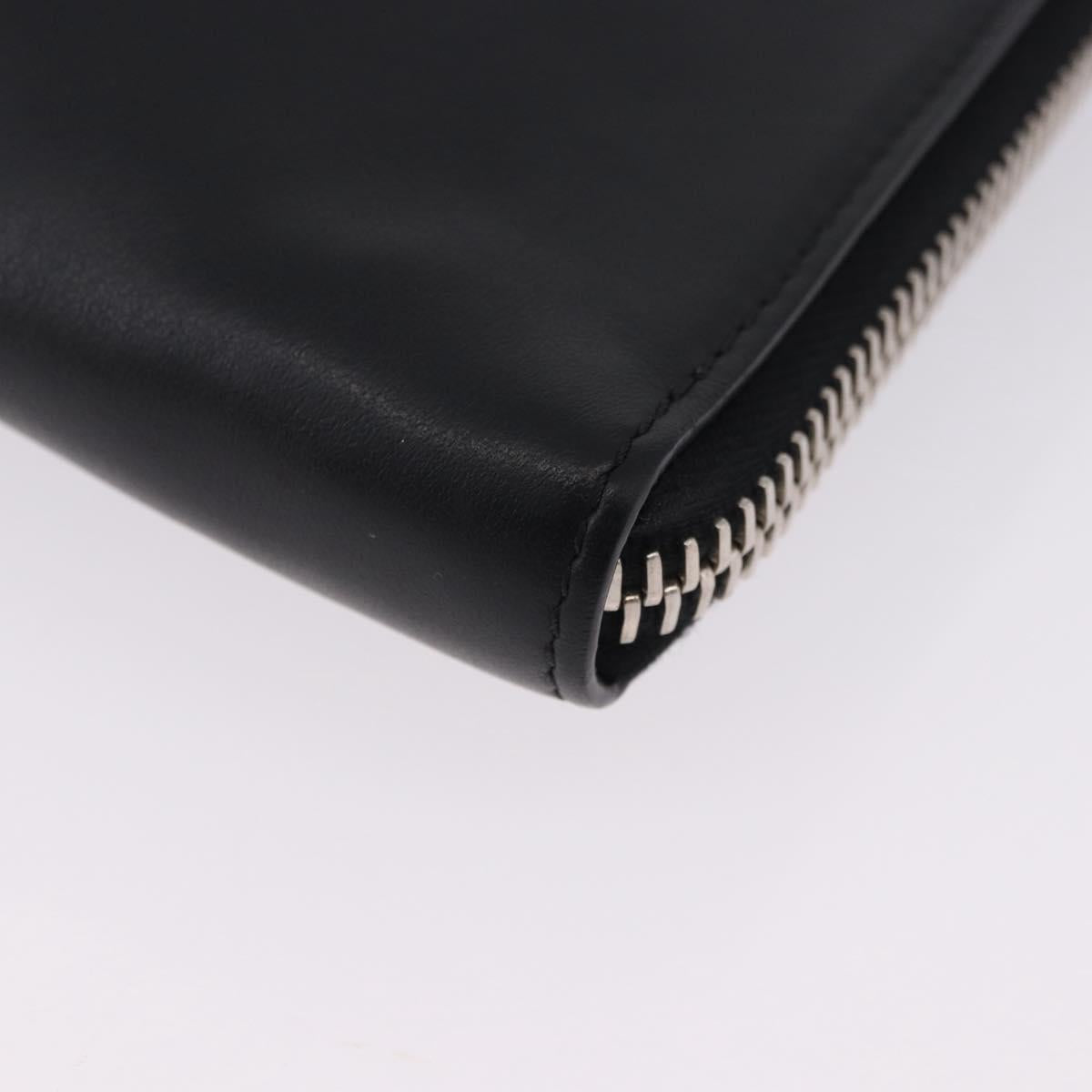 FENDI Clutch Bag Leather Black Silver 7M0225 Auth ka5375V
