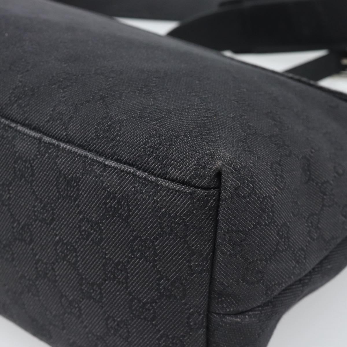 GUCCI GG Canvas Shoulder Bag Outlet Black Silver 272350 Auth ka5377