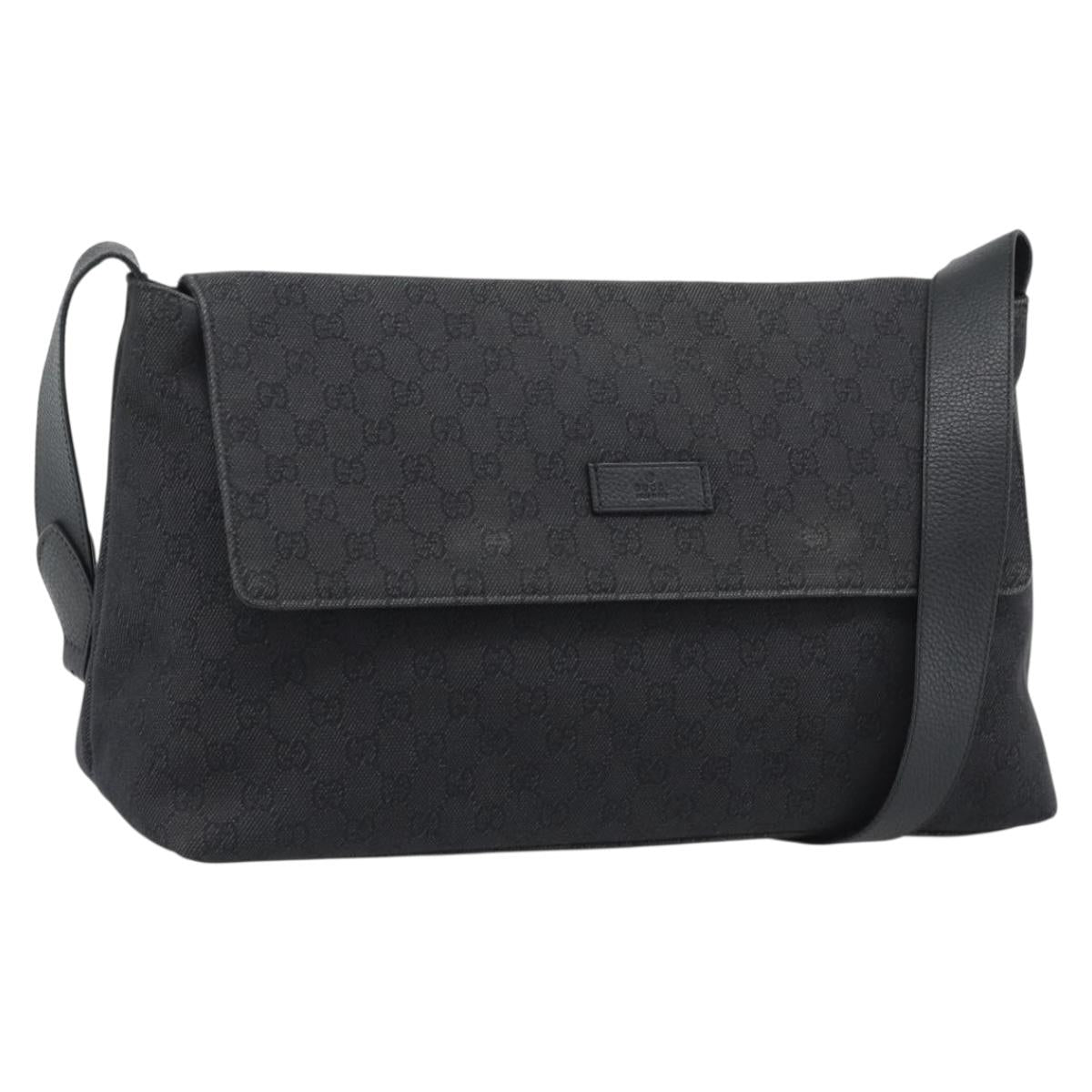 GUCCI GG Canvas Shoulder Bag Outlet Black Silver 272350 Auth ka5377