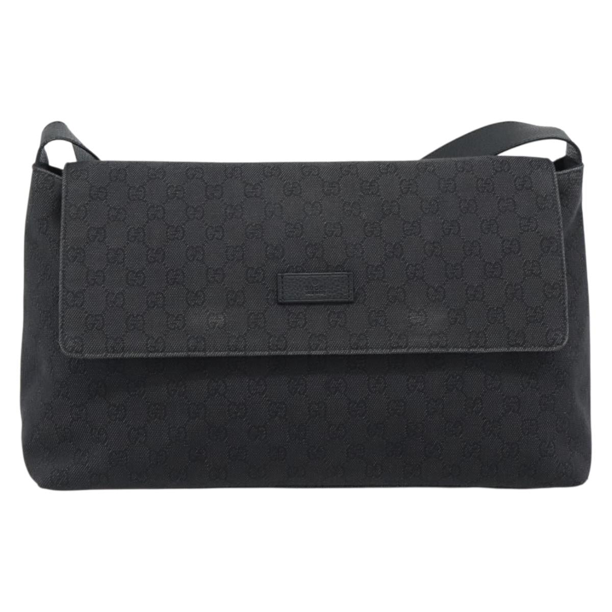 GUCCI GG Canvas Shoulder Bag Outlet Black Silver 272350 Auth ka5377