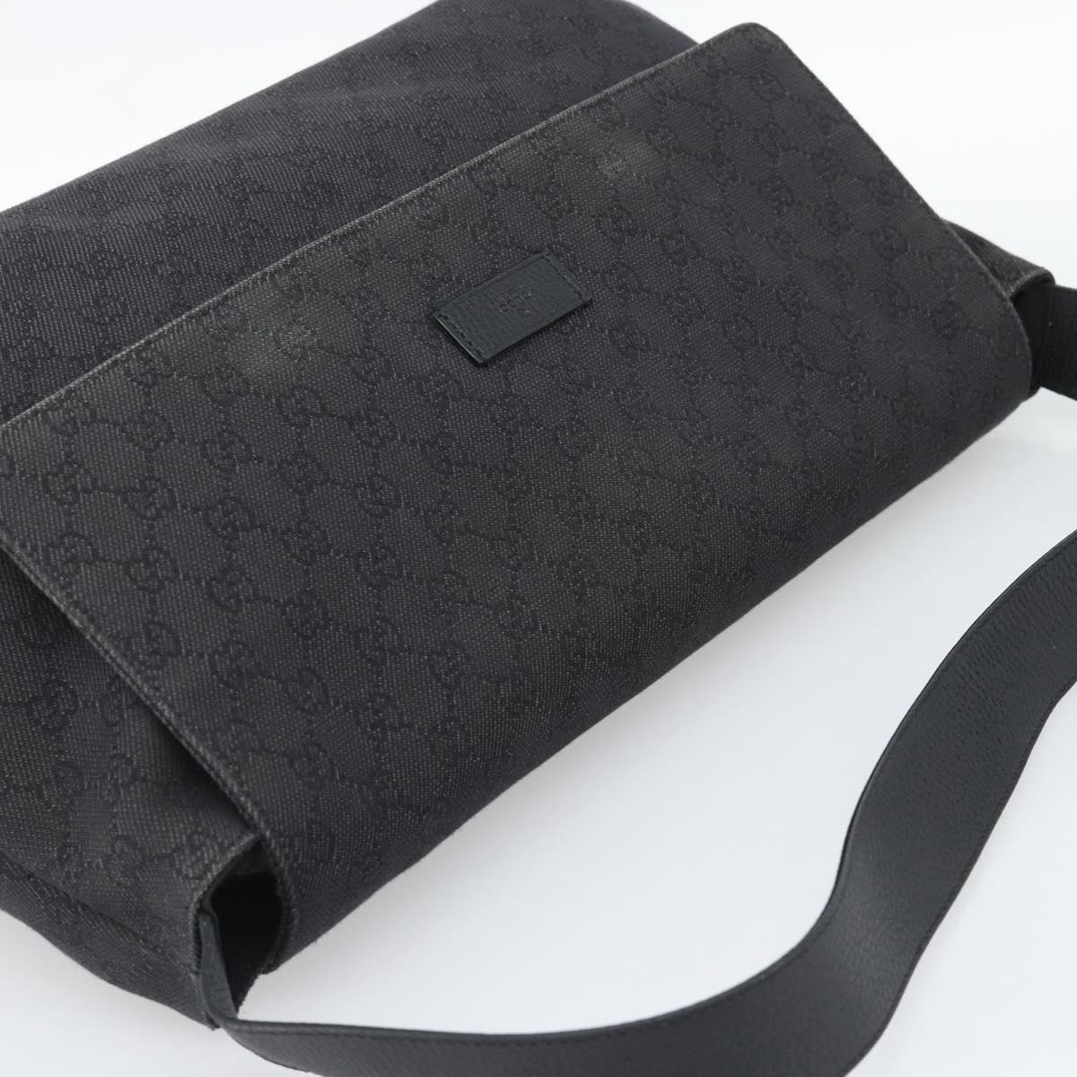 GUCCI GG Canvas Shoulder Bag Outlet Black Silver 272350 Auth ka5377