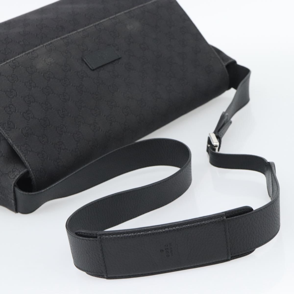 GUCCI GG Canvas Shoulder Bag Outlet Black Silver 272350 Auth ka5377