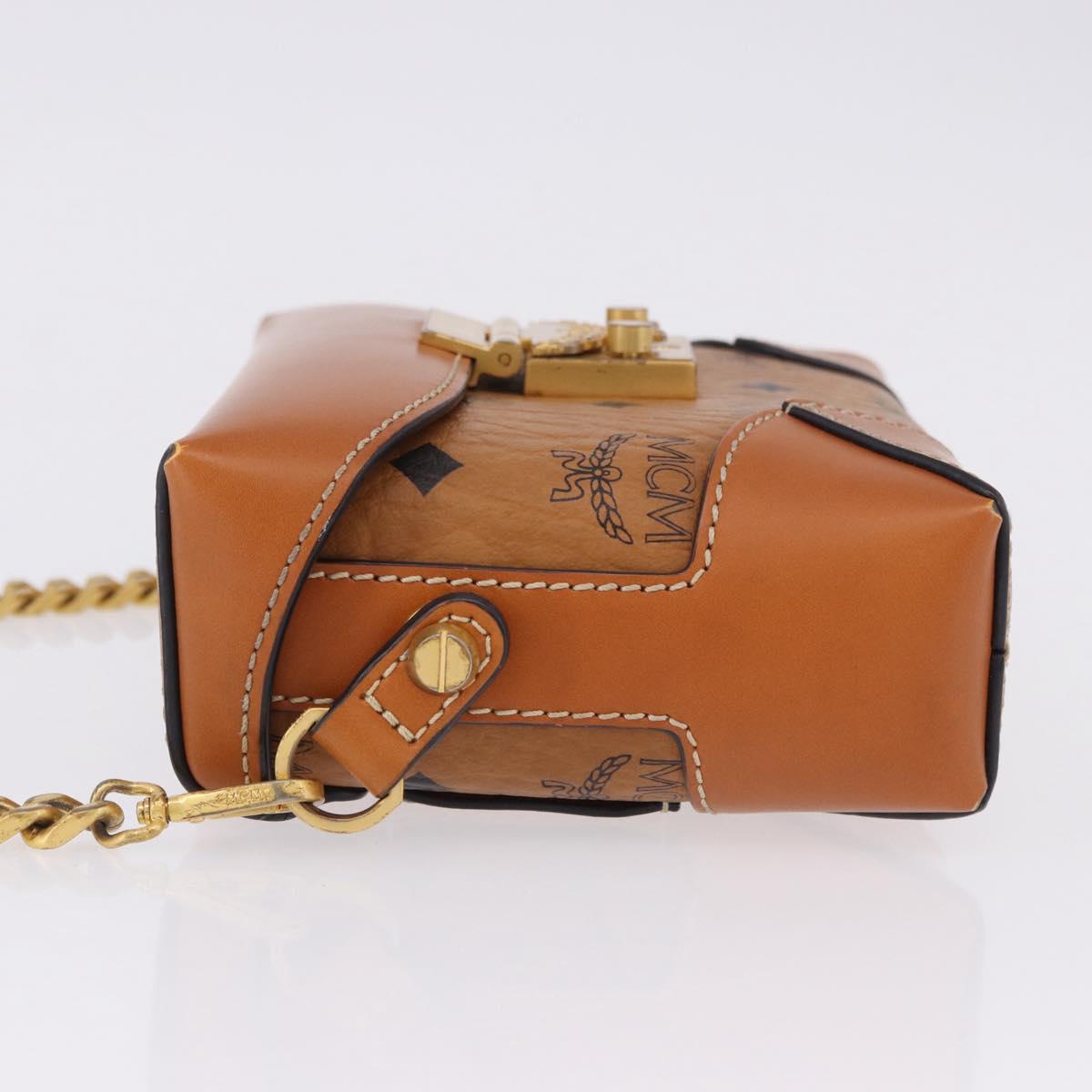 MCM Vicetos Shoulder Bag PVC Leather Brown Gold Tone Auth ka5379