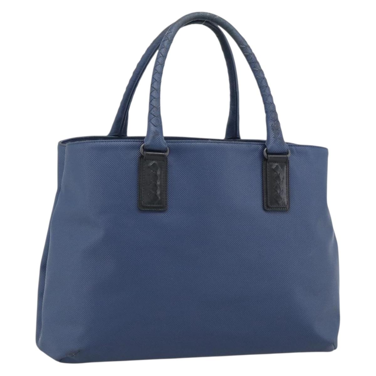 BOTTEGA VENETA Hand Bag Leather Blue Black Auth ka5382