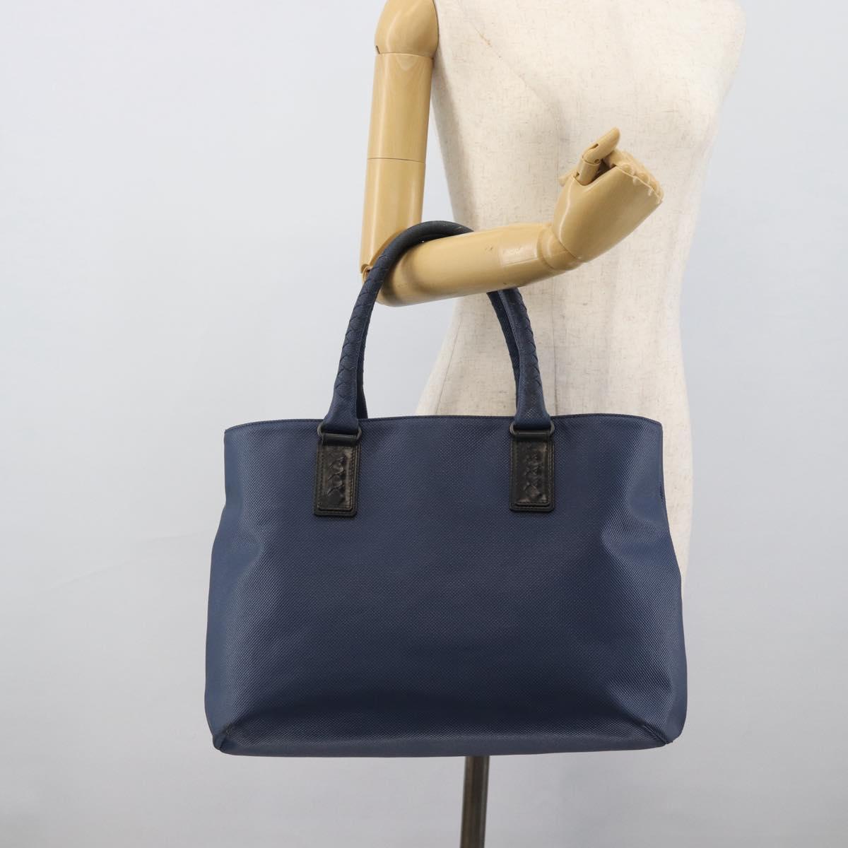 BOTTEGA VENETA Hand Bag Leather Blue Black Auth ka5382