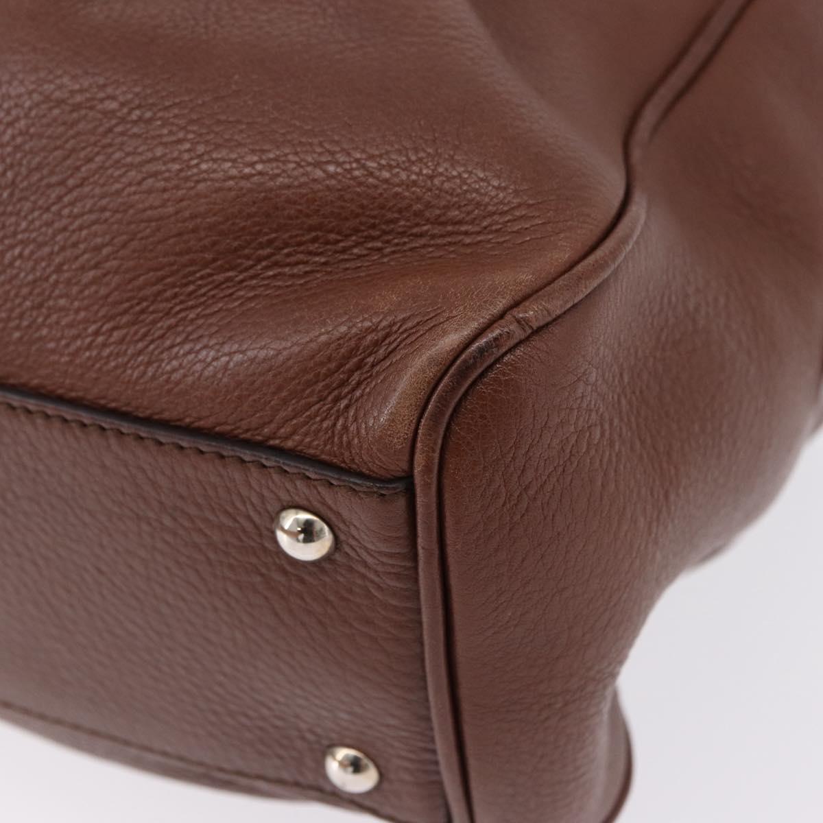 Salvatore Ferragamo Gancini Hand Bag Leather Brown Silver Auth ka5385A