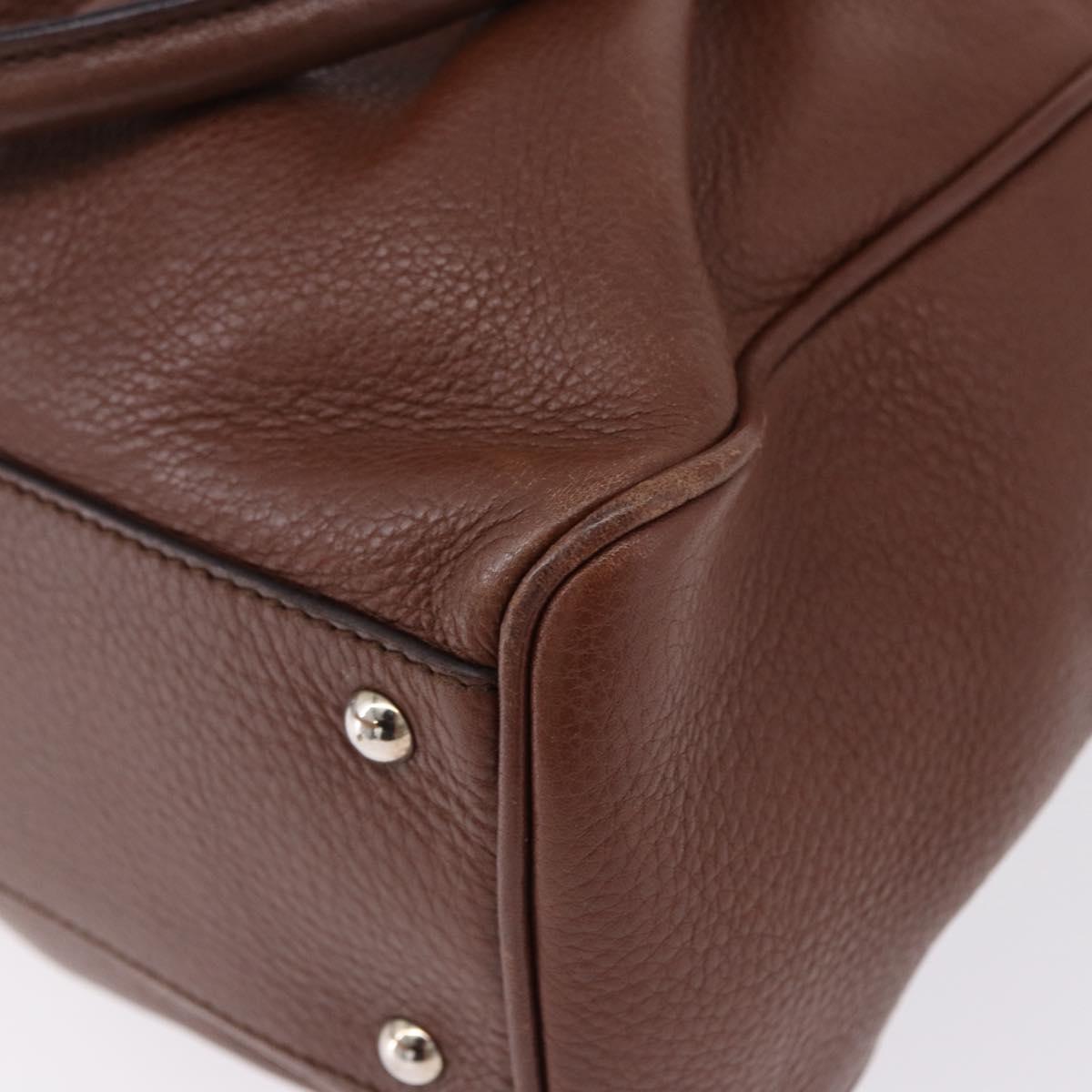Salvatore Ferragamo Gancini Hand Bag Leather Brown Silver Auth ka5385A