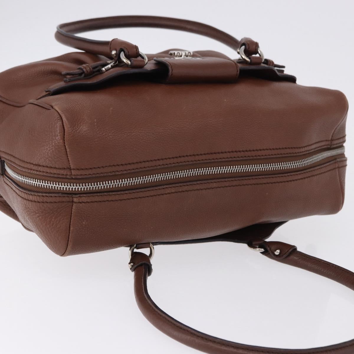 Salvatore Ferragamo Gancini Hand Bag Leather Brown Silver Auth ka5385A