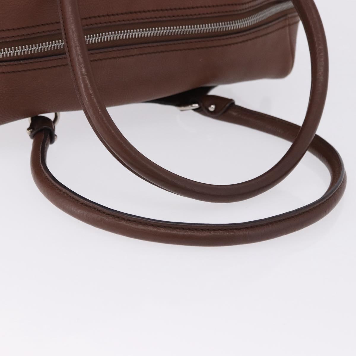 Salvatore Ferragamo Gancini Hand Bag Leather Brown Silver Auth ka5385A