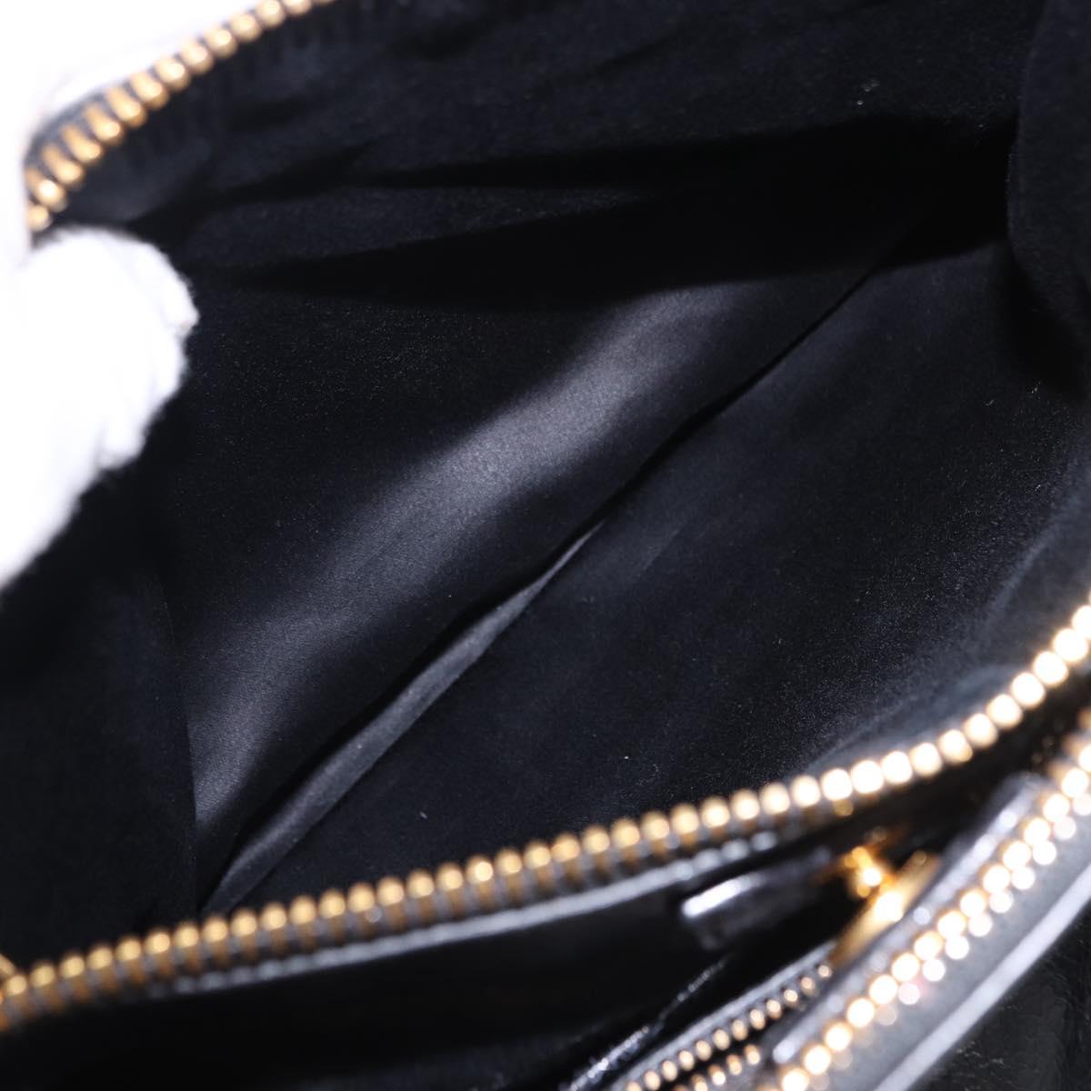 Miu Miu Hand Bag Leather 2way Black Gold Tone Auth ka5386M