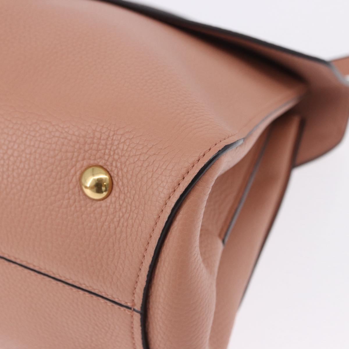 Salvatore Ferragamo Gancini Hand Bag Leather 2way Pink Gold Tone Auth ka5387V