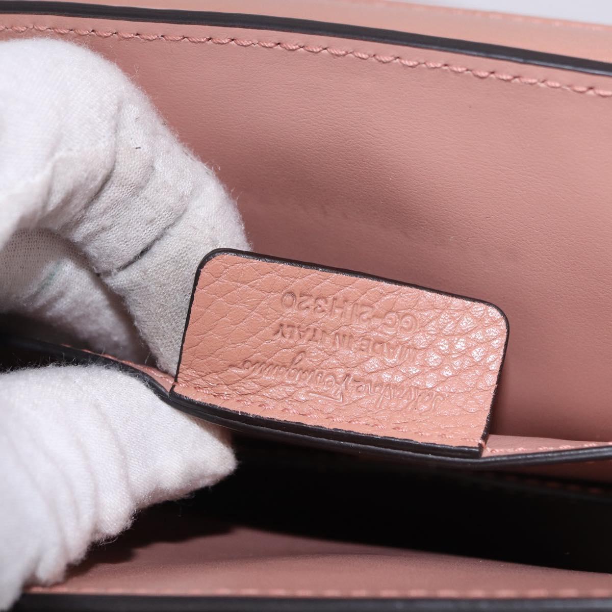 Salvatore Ferragamo Gancini Hand Bag Leather 2way Pink Gold Tone Auth ka5387V