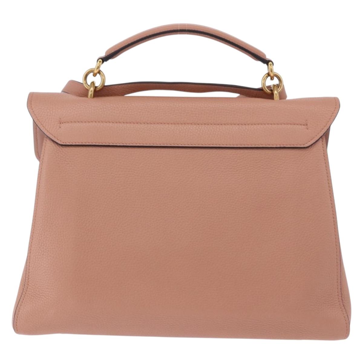 Salvatore Ferragamo Gancini Hand Bag Leather 2way Pink Gold Tone Auth ka5387V