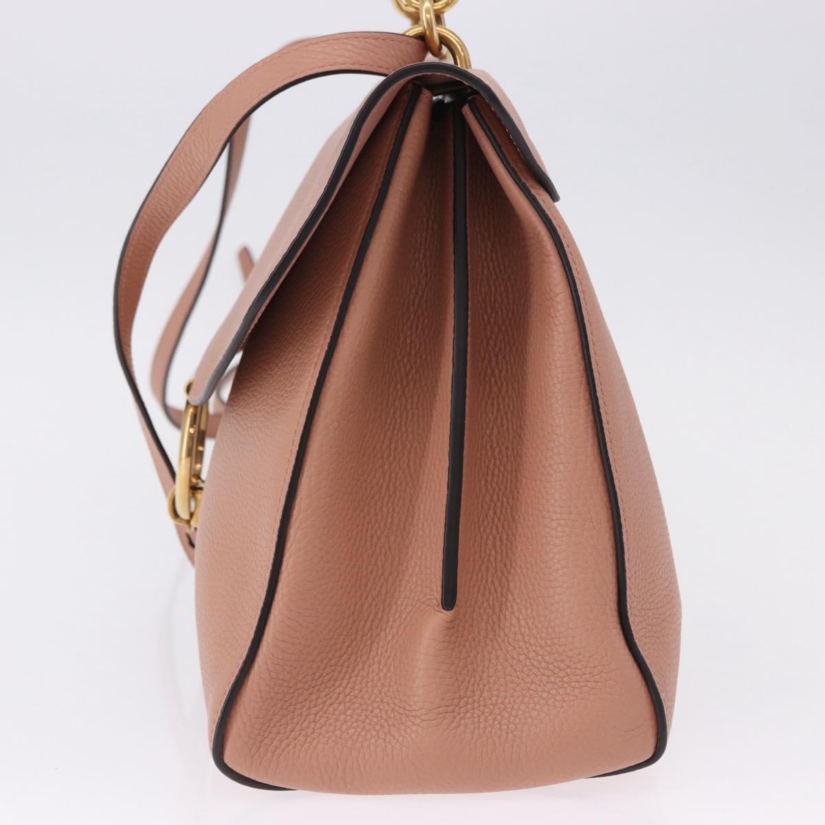 Salvatore Ferragamo Gancini Hand Bag Leather 2way Pink Gold Tone Auth ka5387V