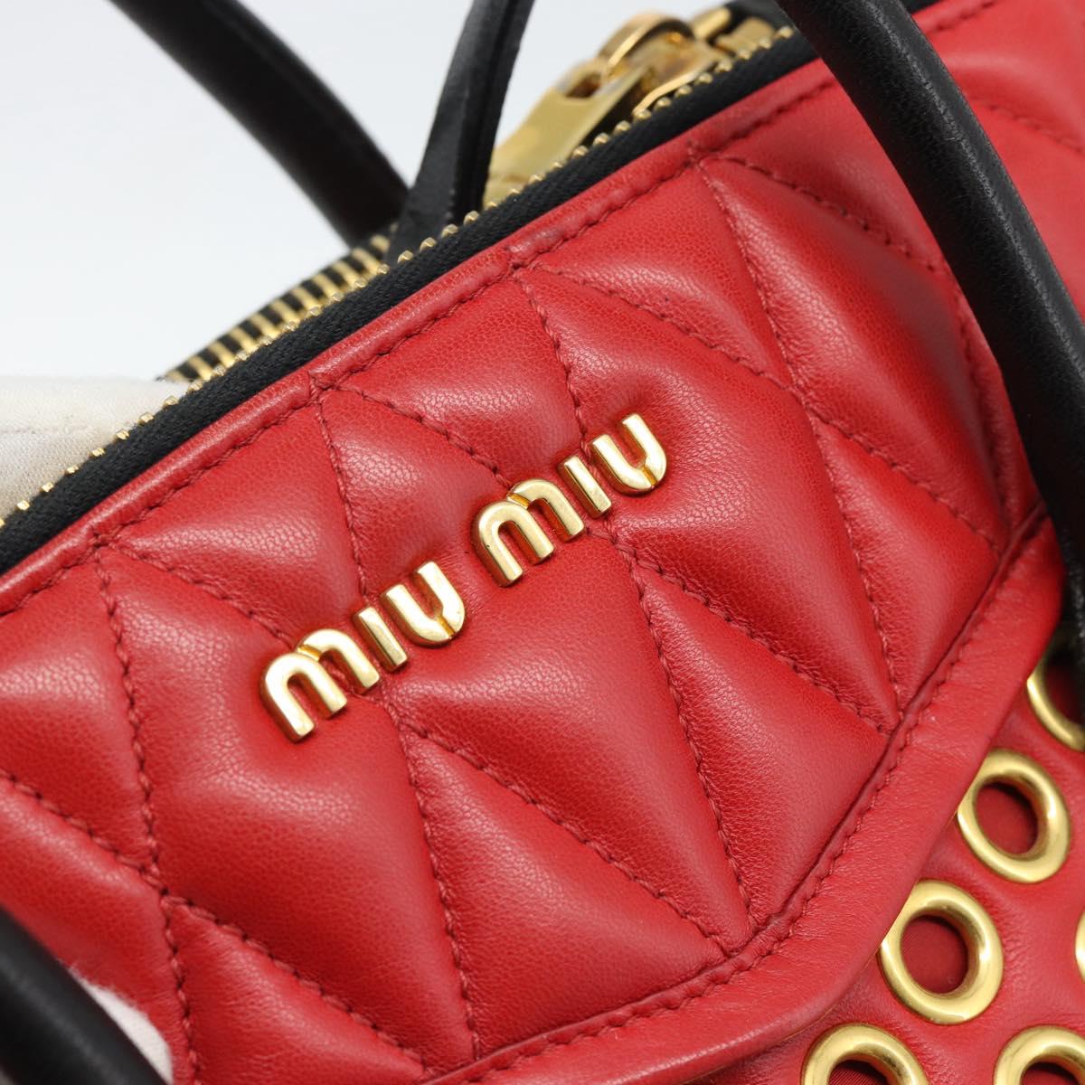 Miu Miu Hand Bag Leather 2way Black Gold Tone Auth ka5388V