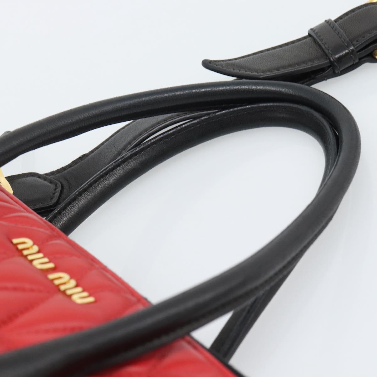 Miu Miu Hand Bag Leather 2way Black Gold Tone Auth ka5388V