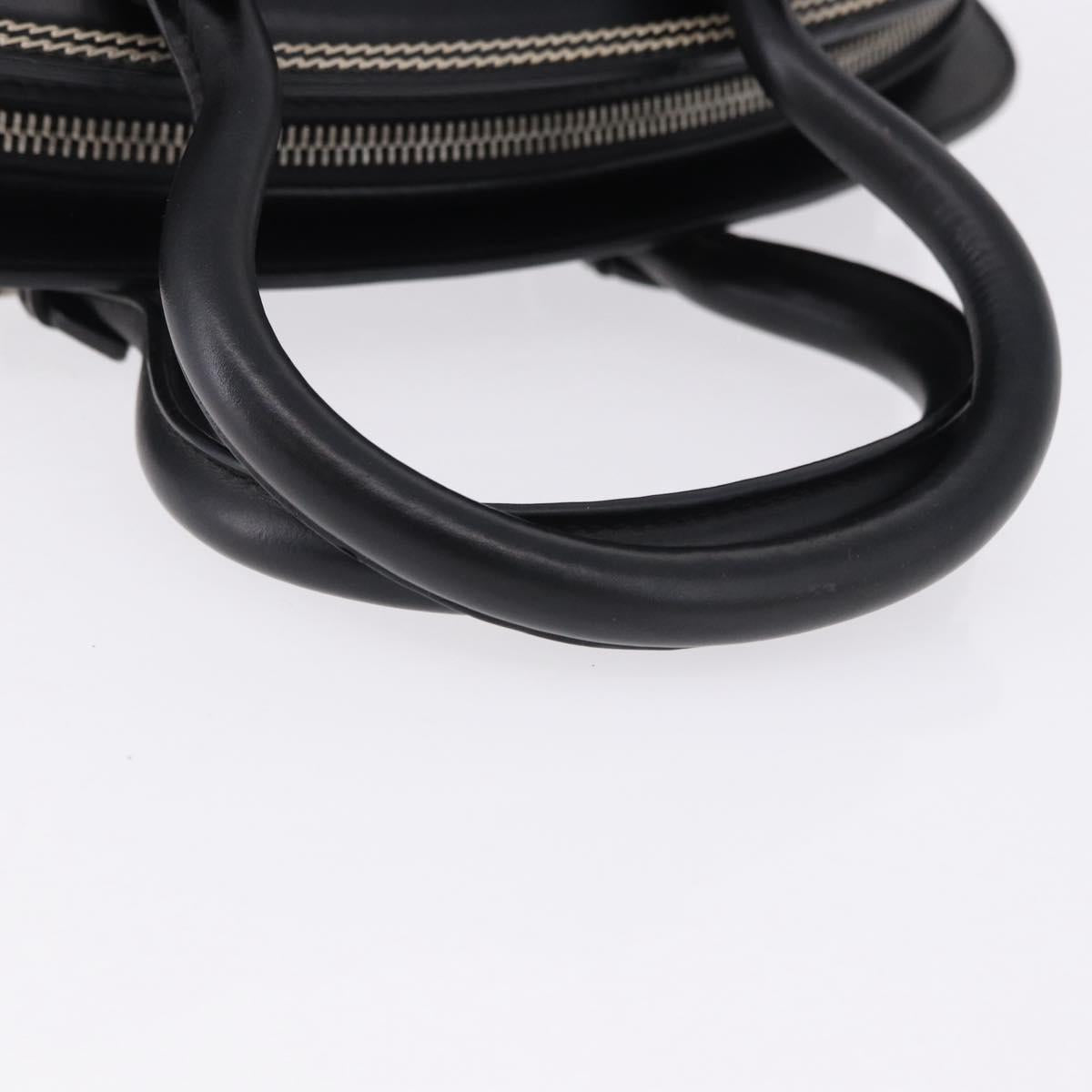 Christian Dior Hand Bag Leather Black Silver Auth ka5389M
