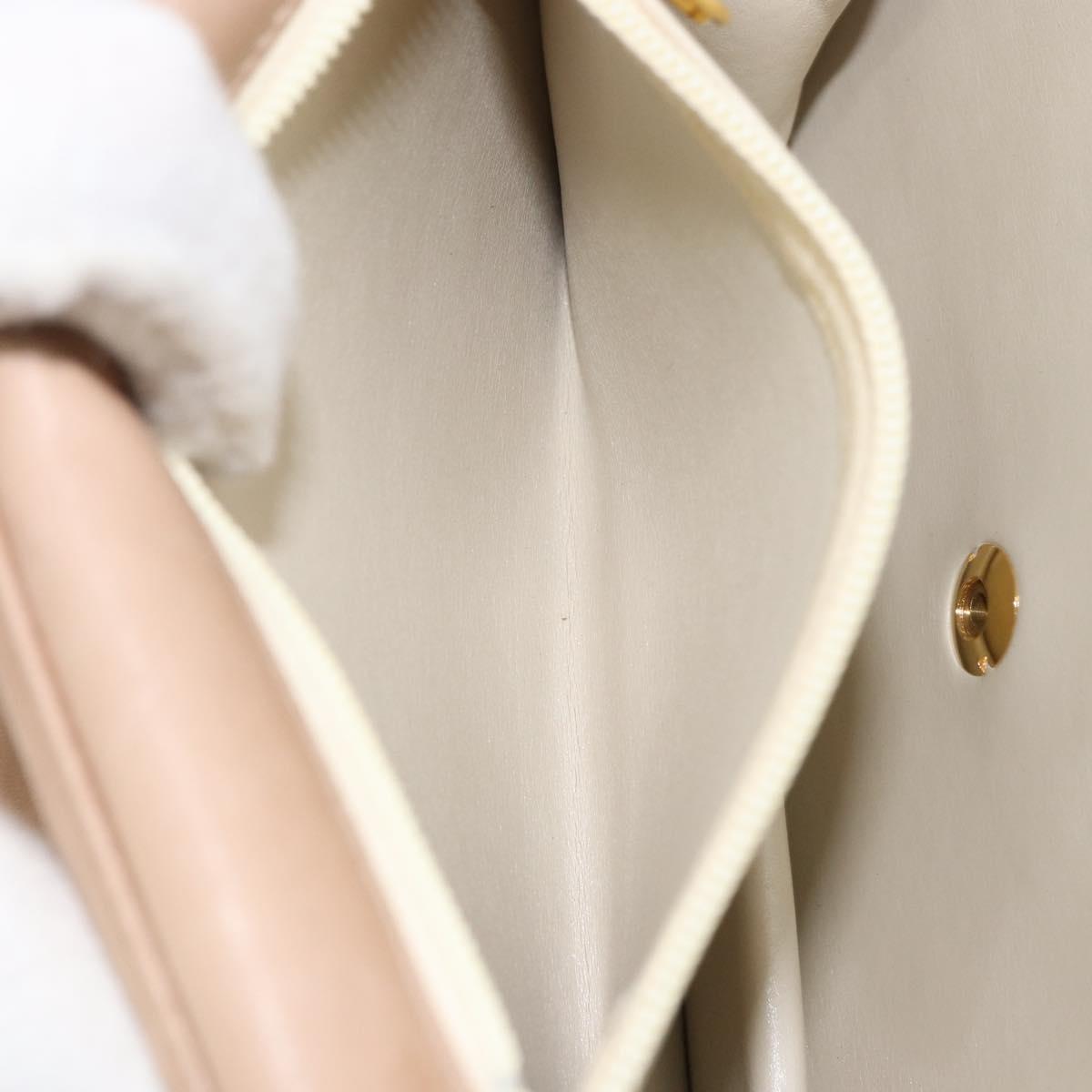 CHANEL Matelasse Chain Shoulder Bag Lamb Skin Beige Gold CC Auth ka539