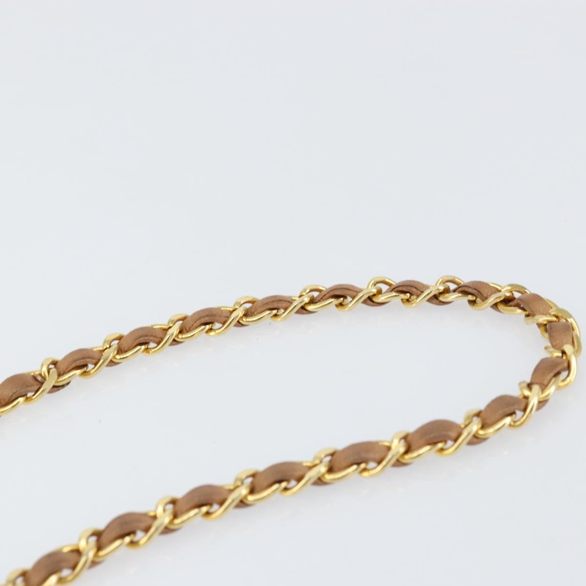 CHANEL Matelasse Chain Shoulder Bag Lamb Skin Beige Gold CC Auth ka539