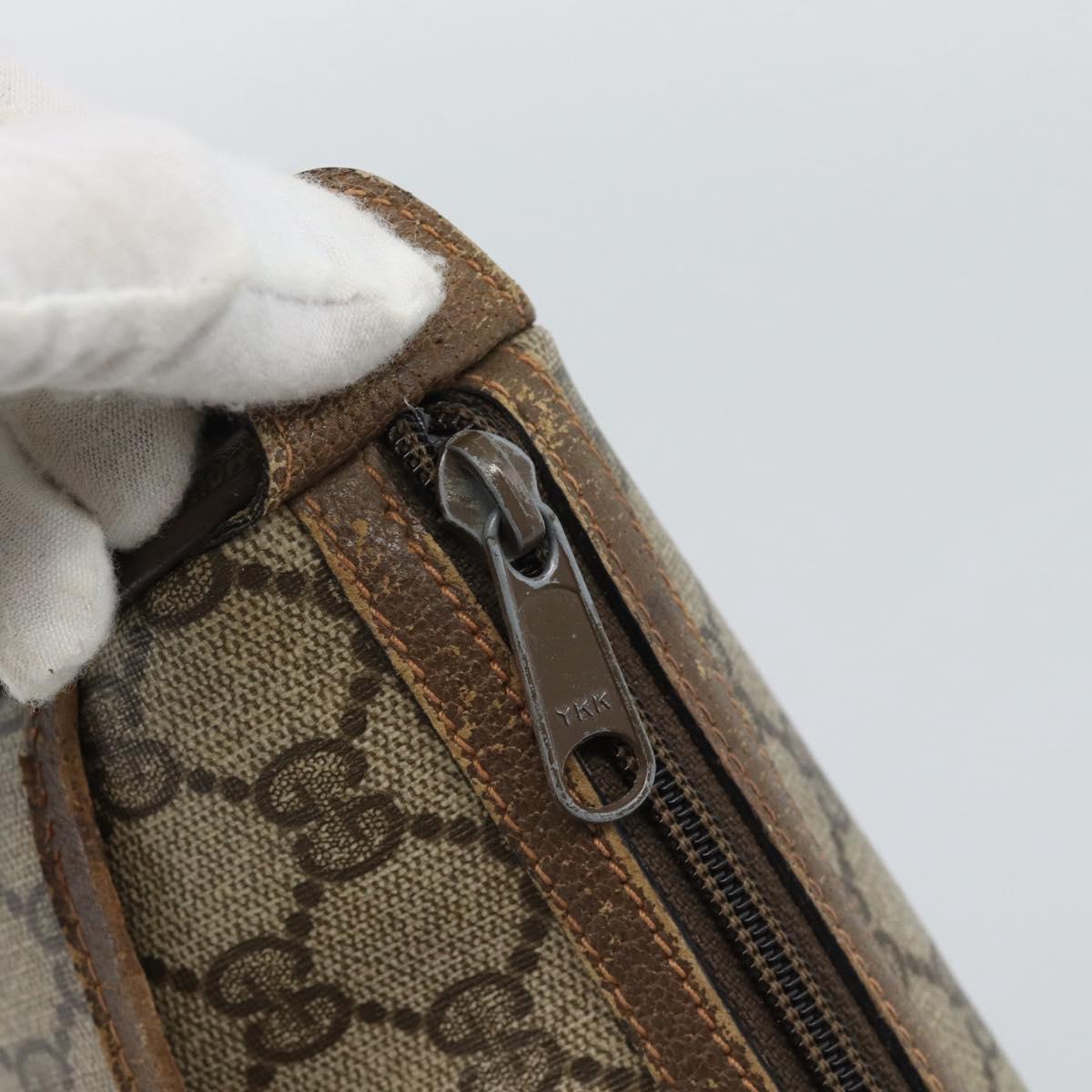 GUCCI GG Supreme Web Sherry Line Shoulder Bag PVC Leather Beige Gold Auth ka5390