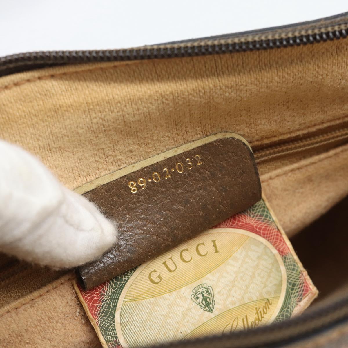 GUCCI GG Supreme Web Sherry Line Shoulder Bag PVC Leather Beige Gold Auth ka5390