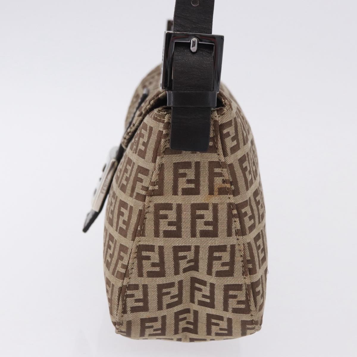 FENDI Zucchino Canvas Mamma Baguette Shoulder Bag Beige 8BR003 Auth ka5393V