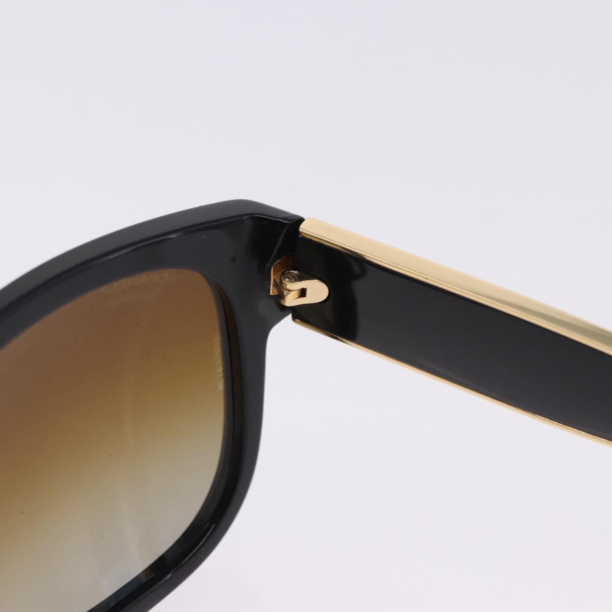 CHANEL Sunglasses Plastic Black Gold Tone CC Auth ka5399