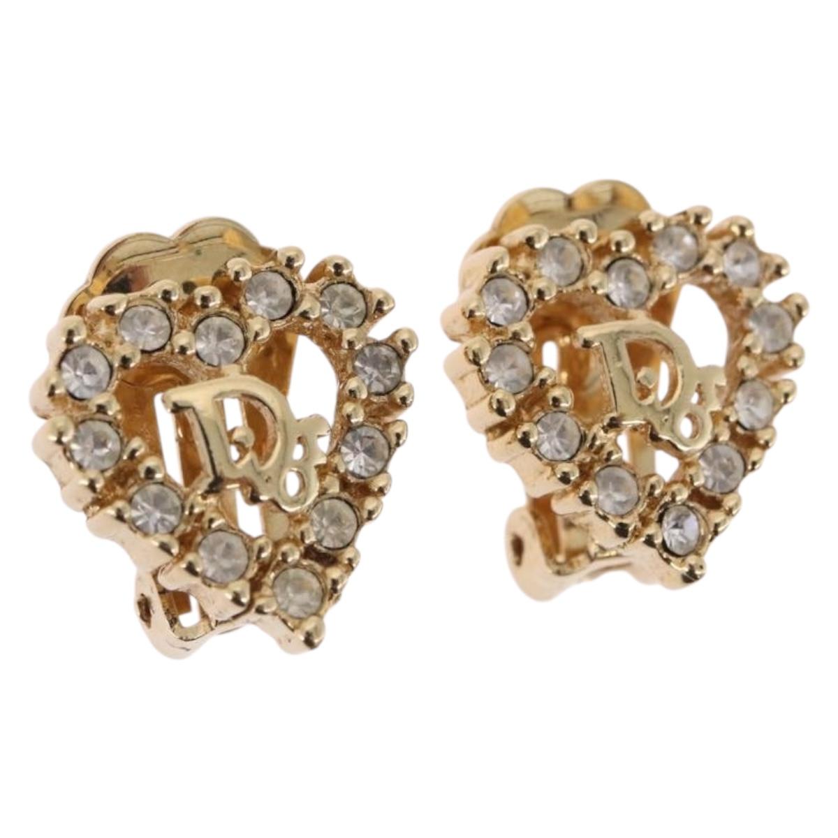 Christian Dior Earring Metal Gold White Auth ka5400