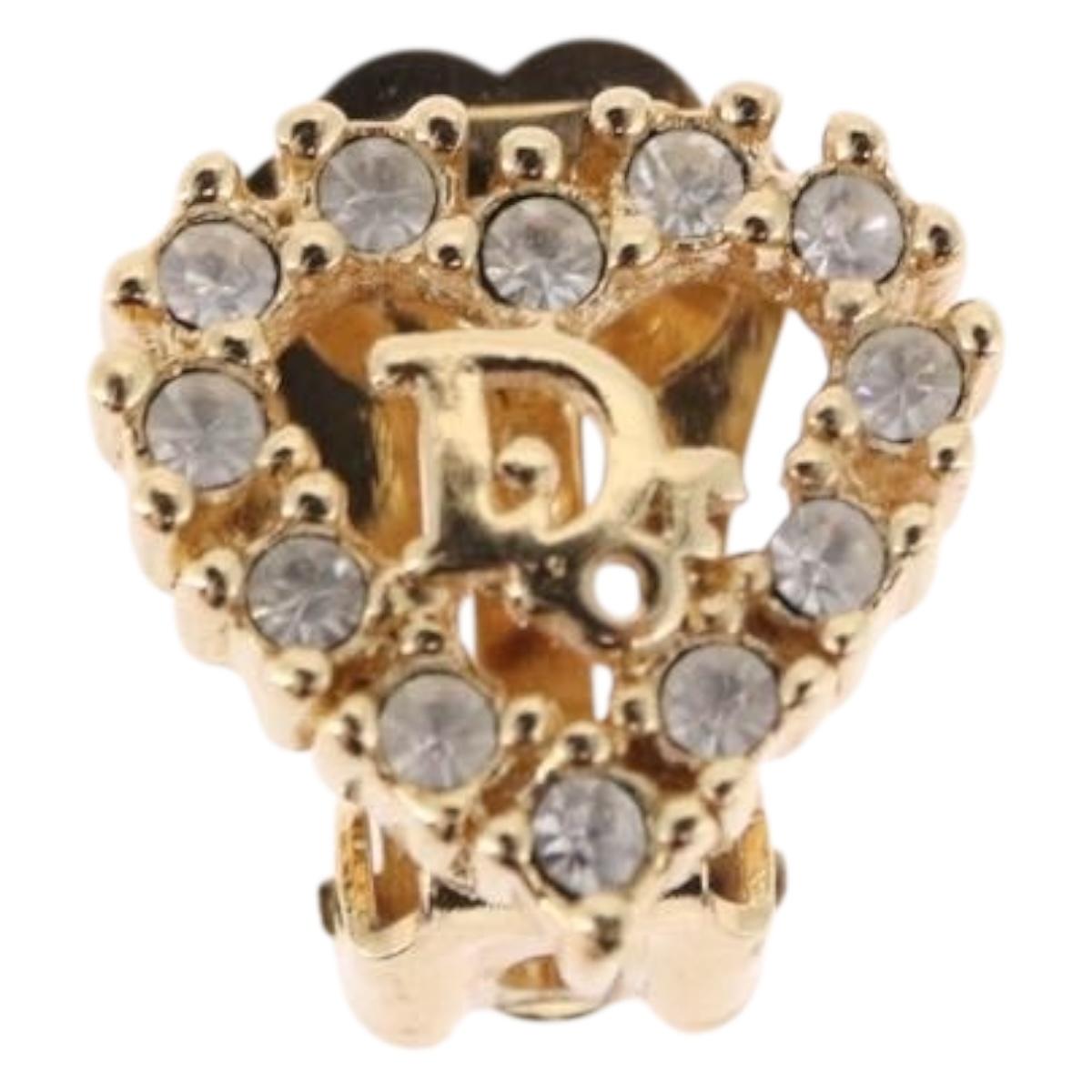 Christian Dior Earring Metal Gold White Auth ka5400
