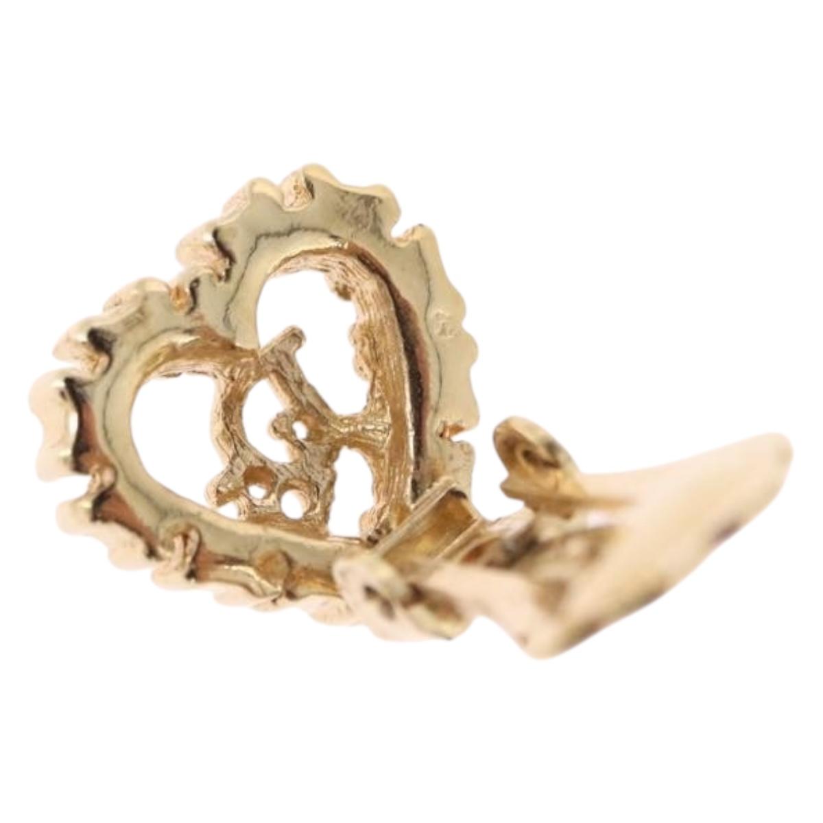 Christian Dior Earring Metal Gold White Auth ka5400