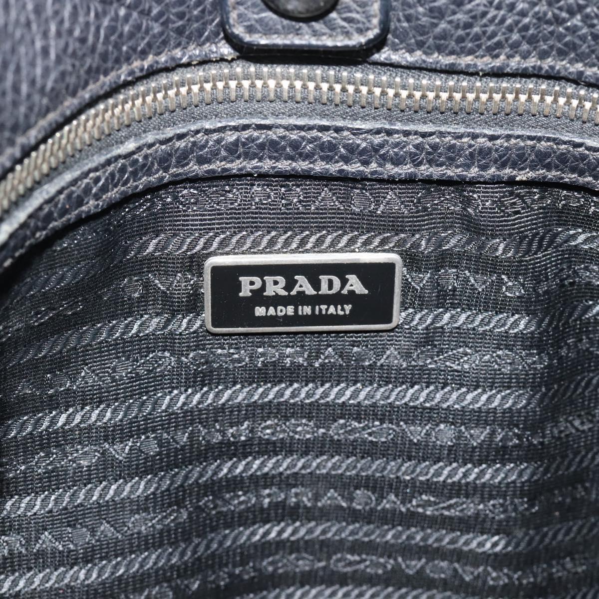 PRADA Shoulder Bag Leather Black Silver Auth ka5401V