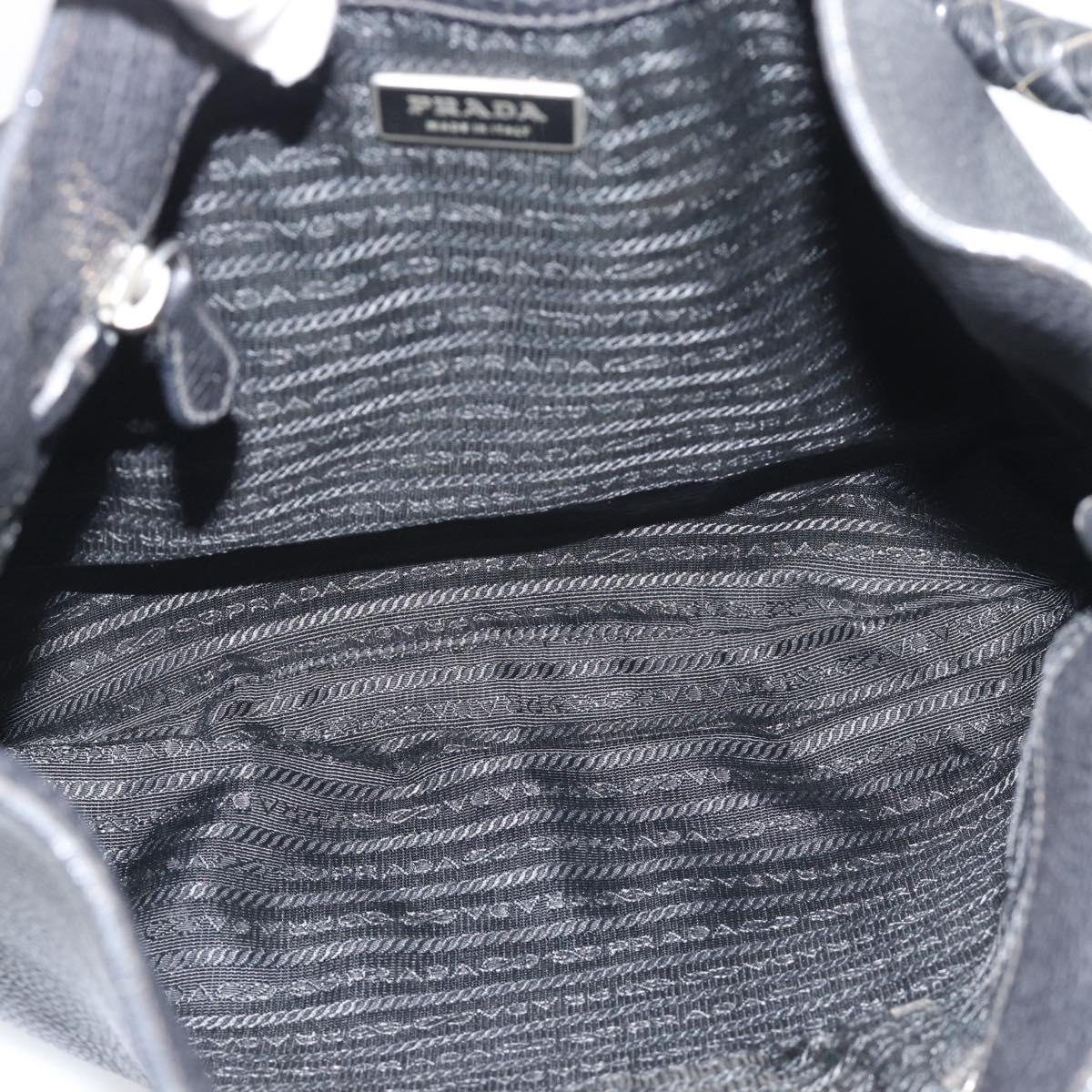 PRADA Shoulder Bag Leather Black Silver Auth ka5401V