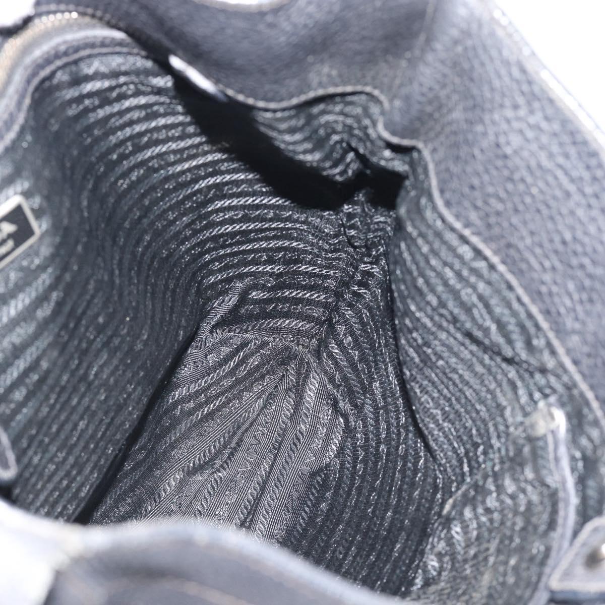 PRADA Shoulder Bag Leather Black Silver Auth ka5401V