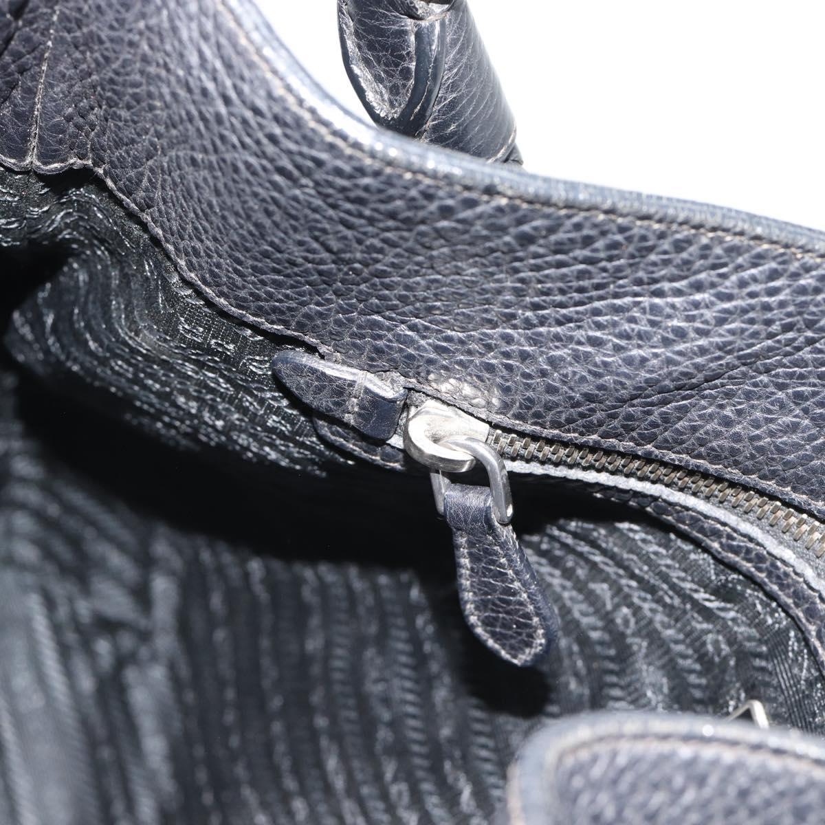 PRADA Shoulder Bag Leather Black Silver Auth ka5401V
