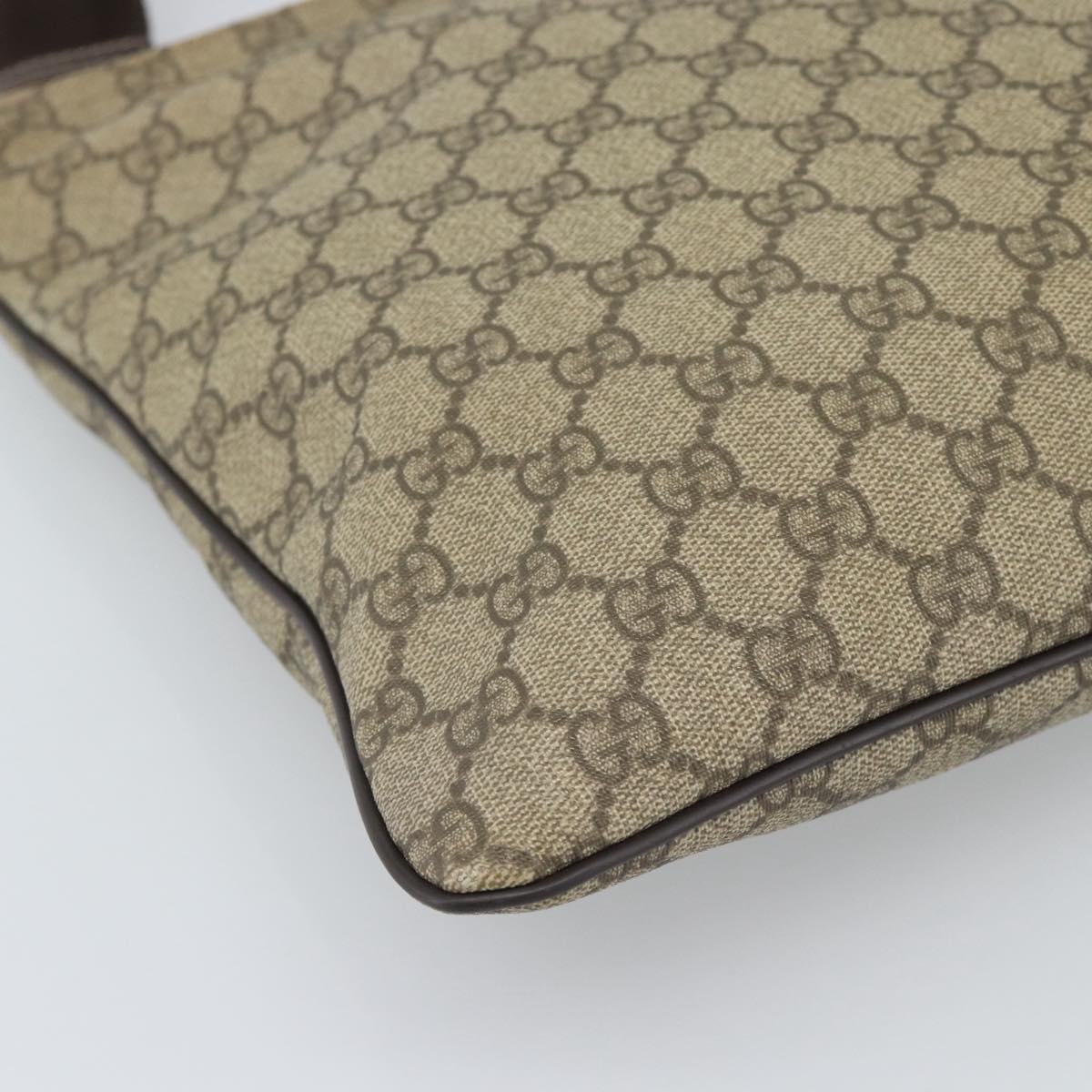 GUCCI GG Supreme Shoulder Bag PVC Leather Beige Gold Tone 201446 Auth ka5402