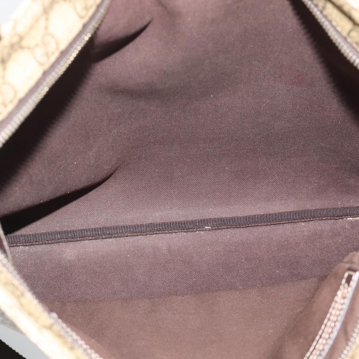 GUCCI GG Supreme Shoulder Bag PVC Leather Beige Gold Tone 201446 Auth ka5402