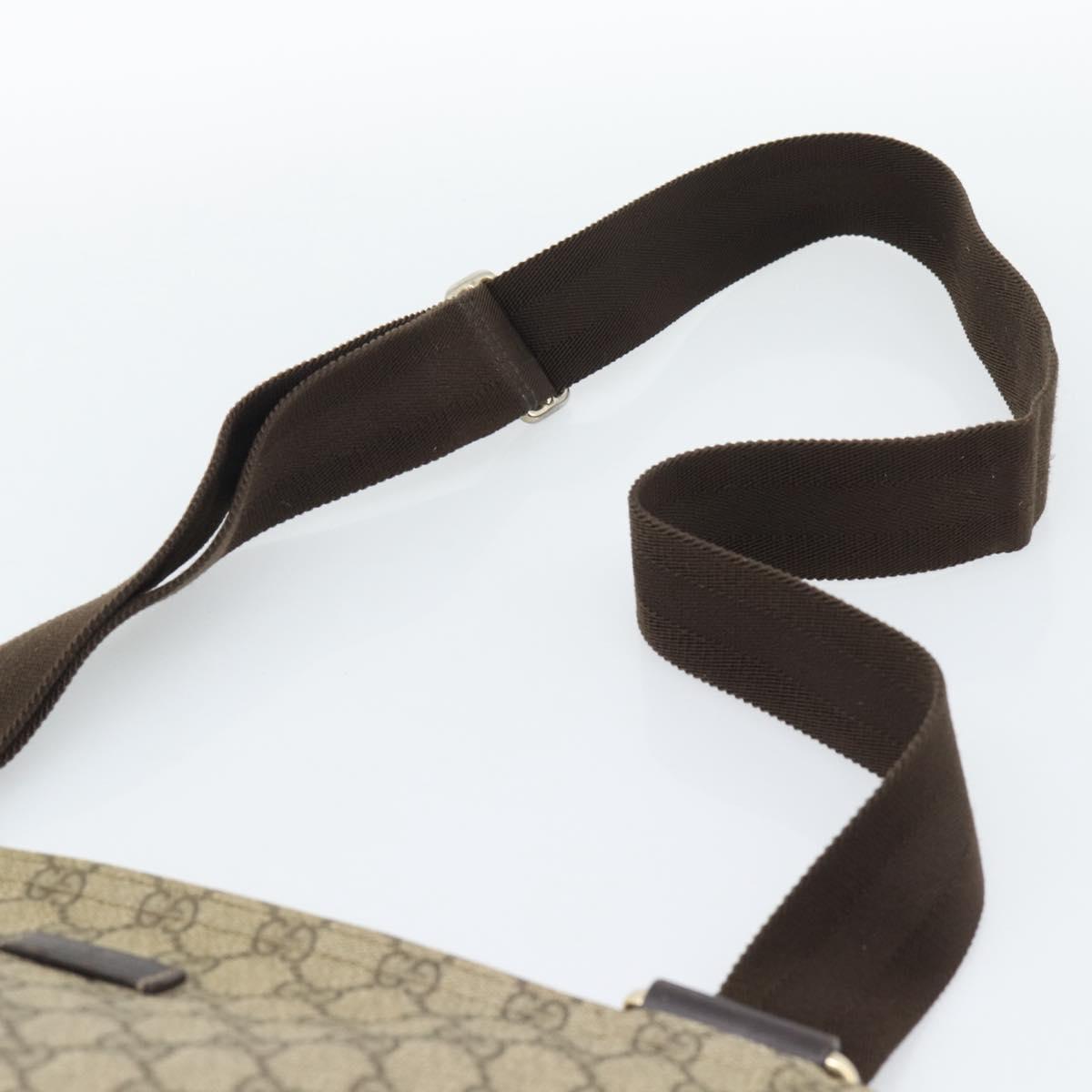GUCCI GG Supreme Shoulder Bag PVC Leather Beige Gold Tone 201446 Auth ka5402