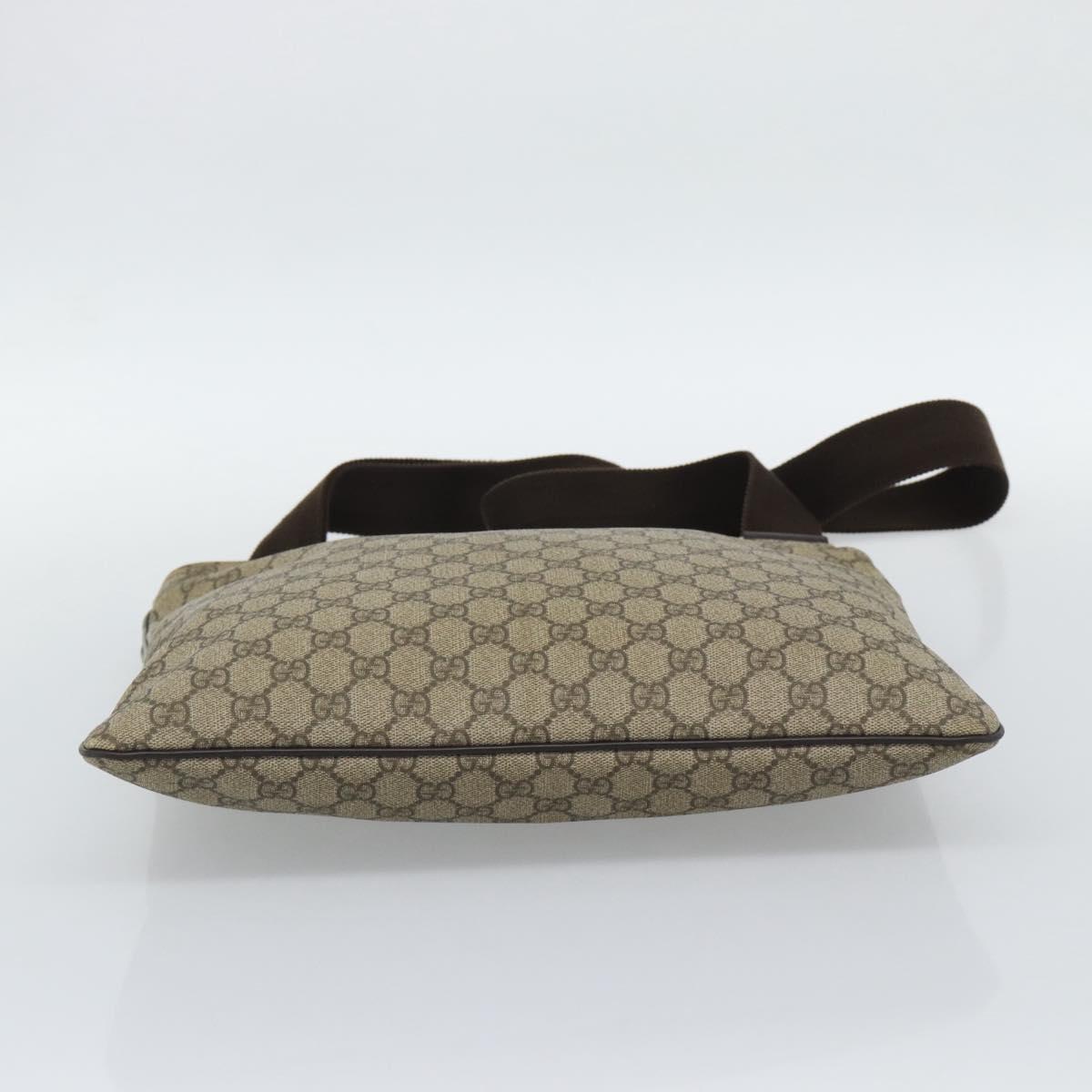 GUCCI GG Supreme Shoulder Bag PVC Leather Beige Gold Tone 201446 Auth ka5402