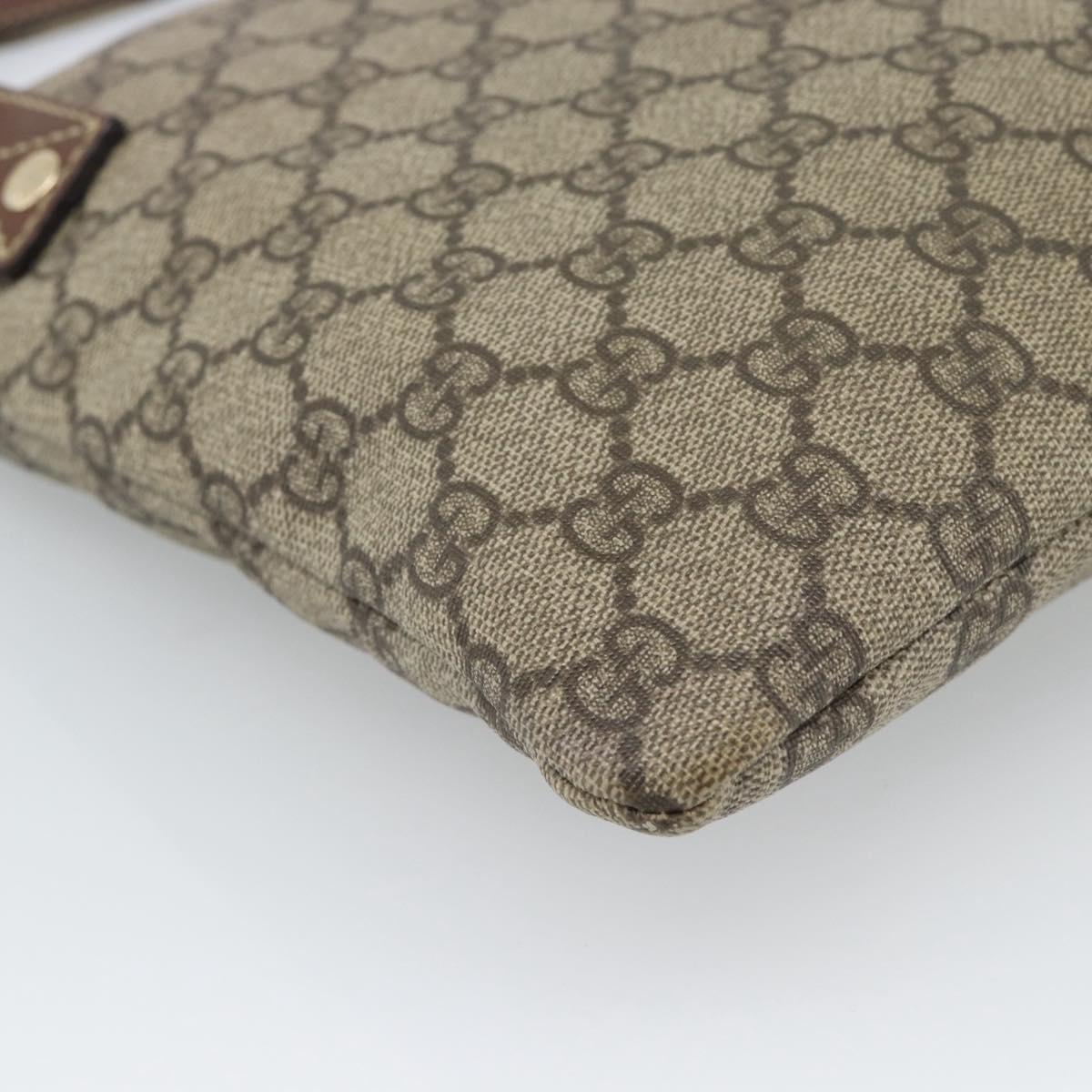 GUCCI GG Supreme Web Sherry Line Shoulder Bag PVC Beige Gold 246413 Auth ka5403