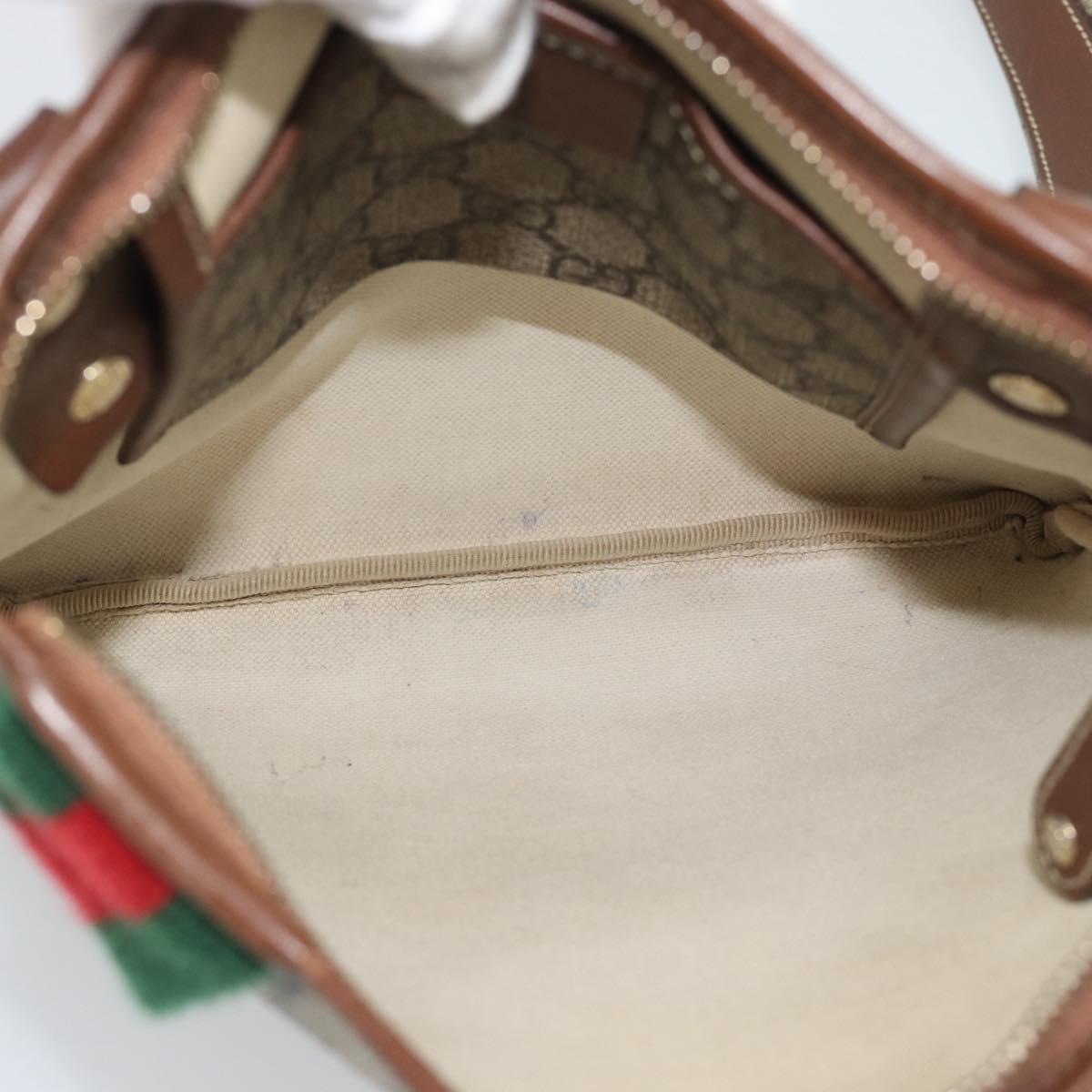 GUCCI GG Supreme Web Sherry Line Shoulder Bag PVC Beige Gold 246413 Auth ka5403