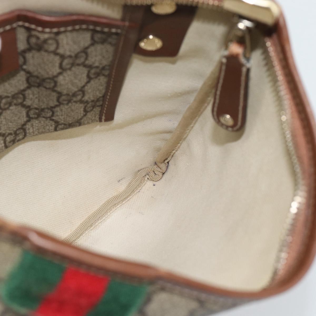 GUCCI GG Supreme Web Sherry Line Shoulder Bag PVC Beige Gold 246413 Auth ka5403