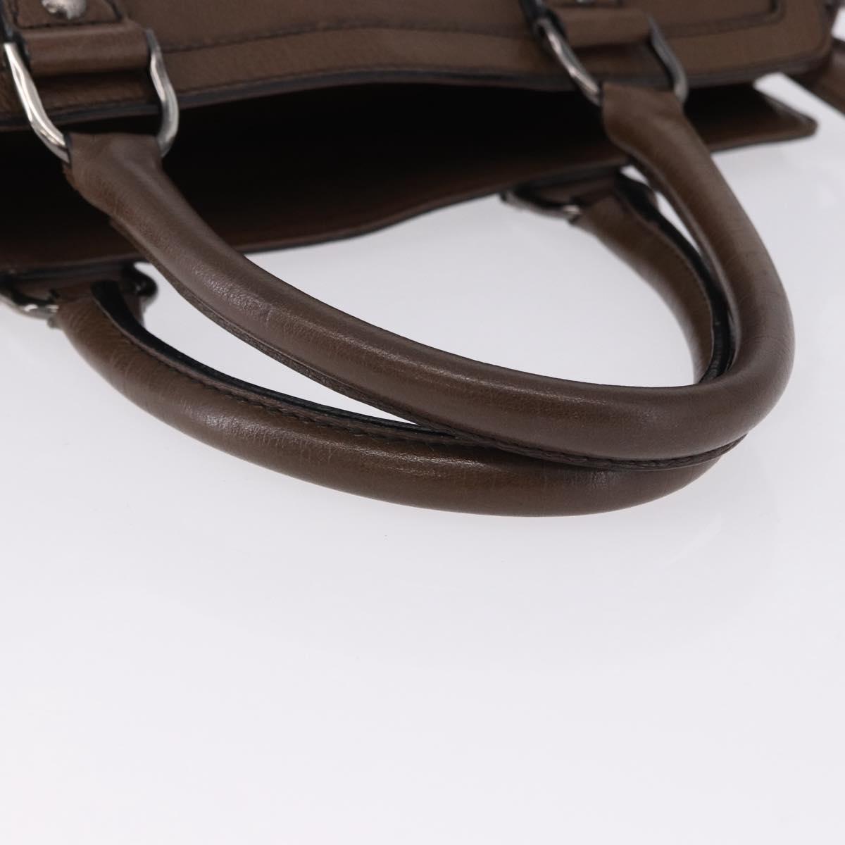 BURBERRY Tote Bag Leather 2way Brown Silver Auth ka5407