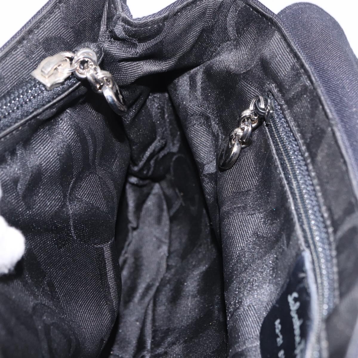 Salvatore Ferragamo Vala Hand Bag Canvas Black Silver Auth ka5410