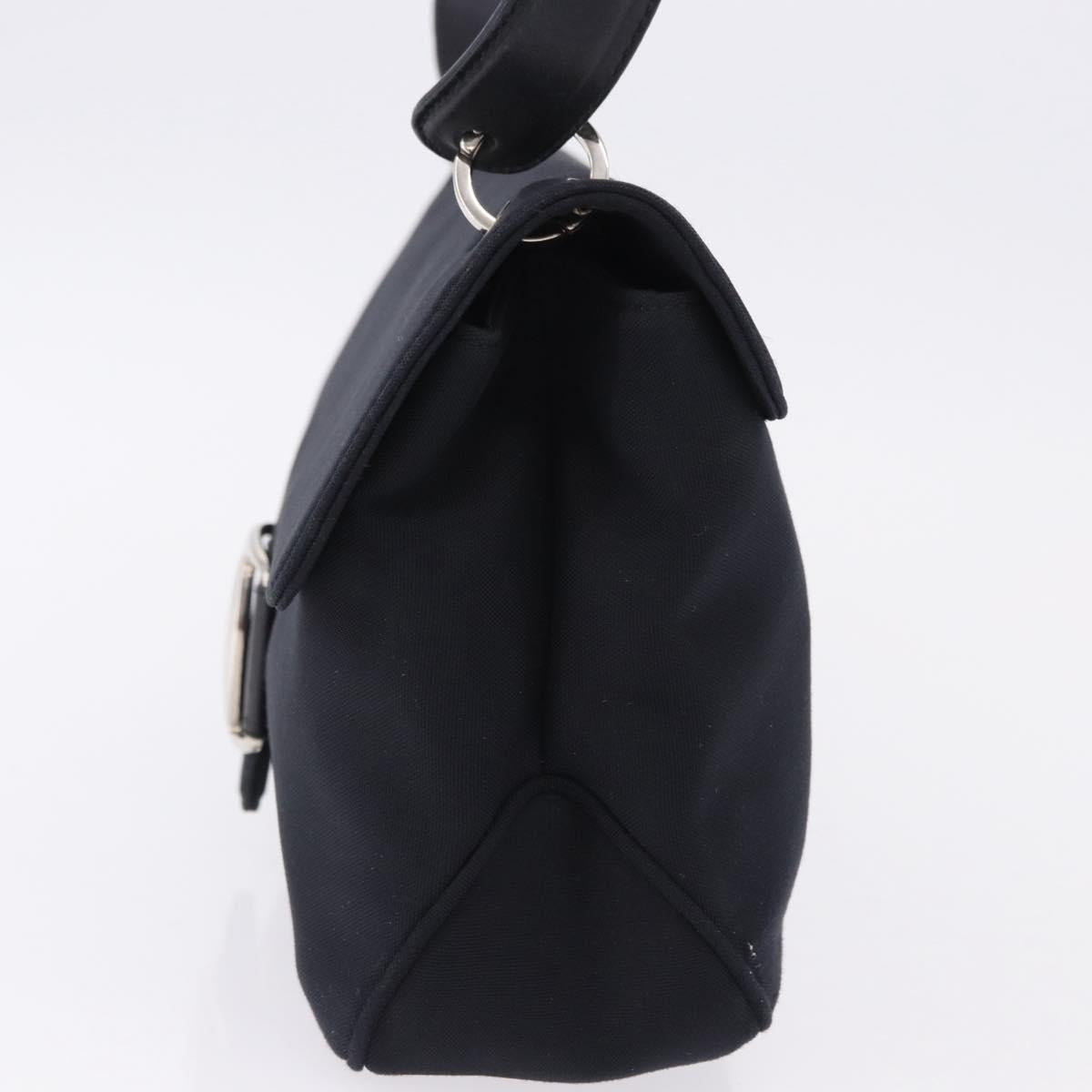 Salvatore Ferragamo Vala Hand Bag Canvas Black Silver Auth ka5410