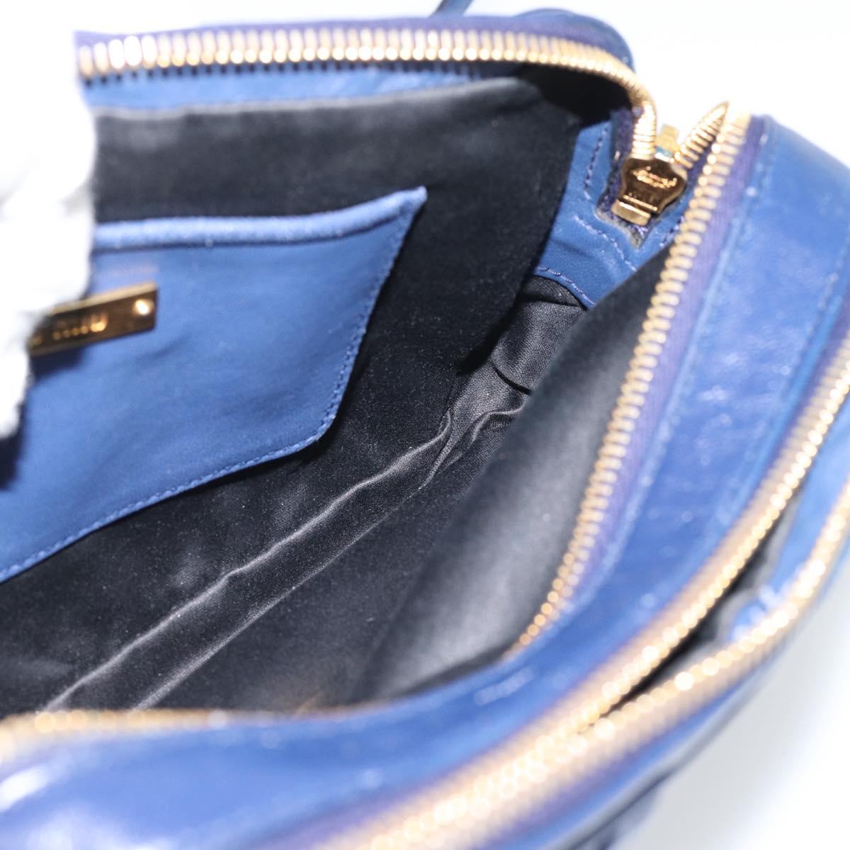 Miu Miu Matelasse Shoulder Bag Leather Blue Gold Tone Auth ka5412A