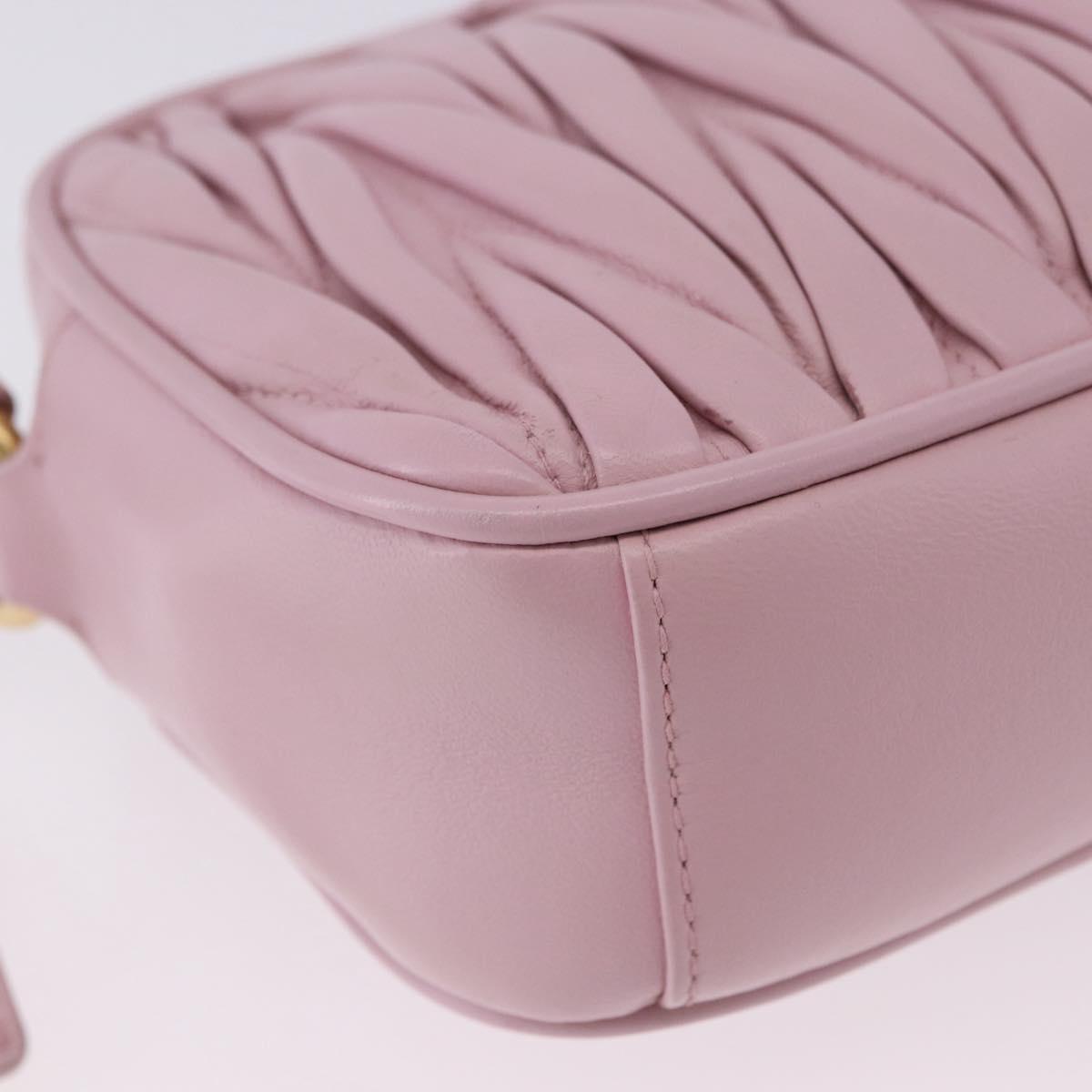 Miu Miu Matelasse Shoulder Bag Leather Pink Gold Tone Auth ka5413V