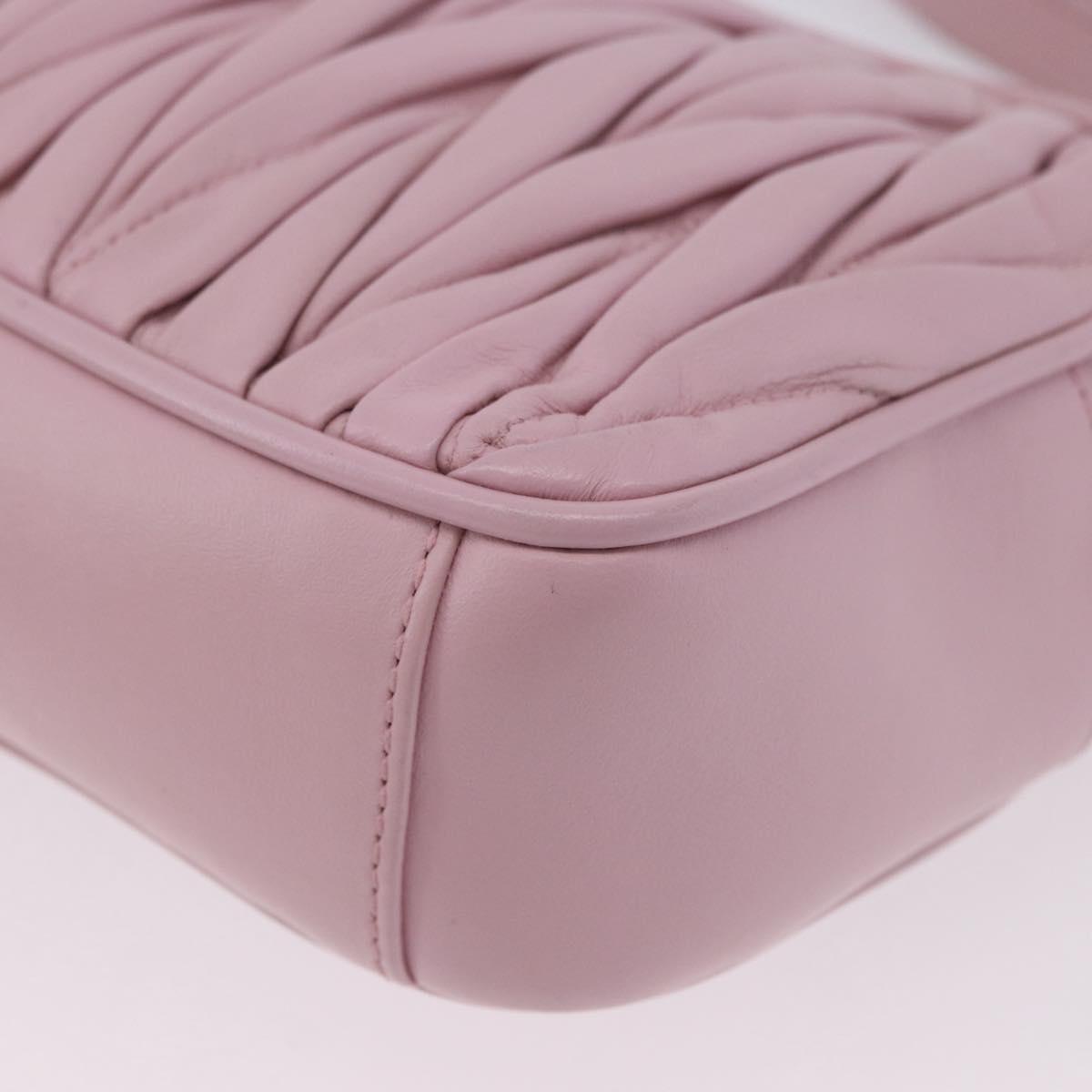 Miu Miu Matelasse Shoulder Bag Leather Pink Gold Tone Auth ka5413V