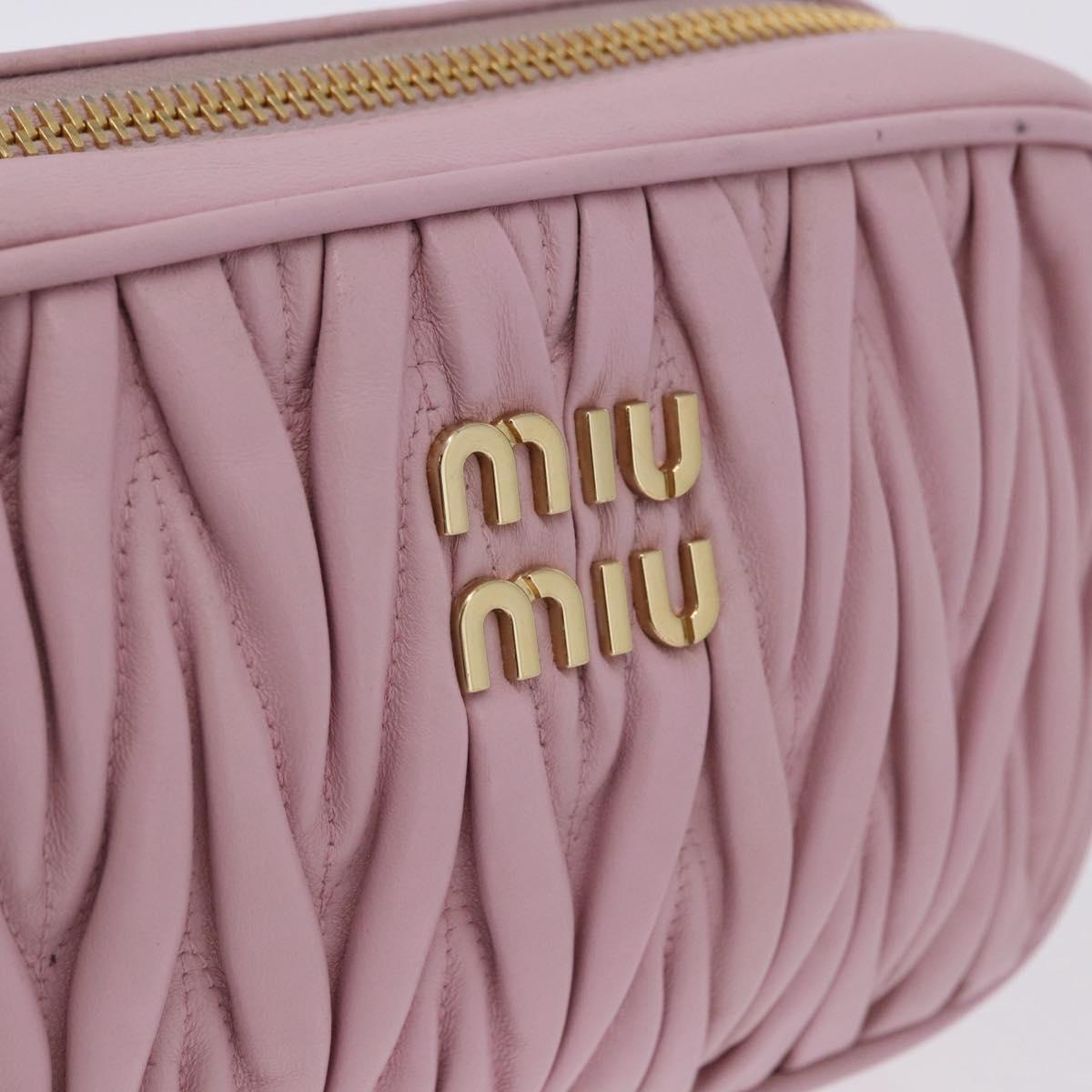 Miu Miu Matelasse Shoulder Bag Leather Pink Gold Tone Auth ka5413V