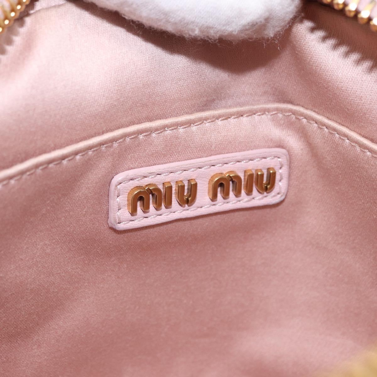 Miu Miu Matelasse Shoulder Bag Leather Pink Gold Tone Auth ka5413V