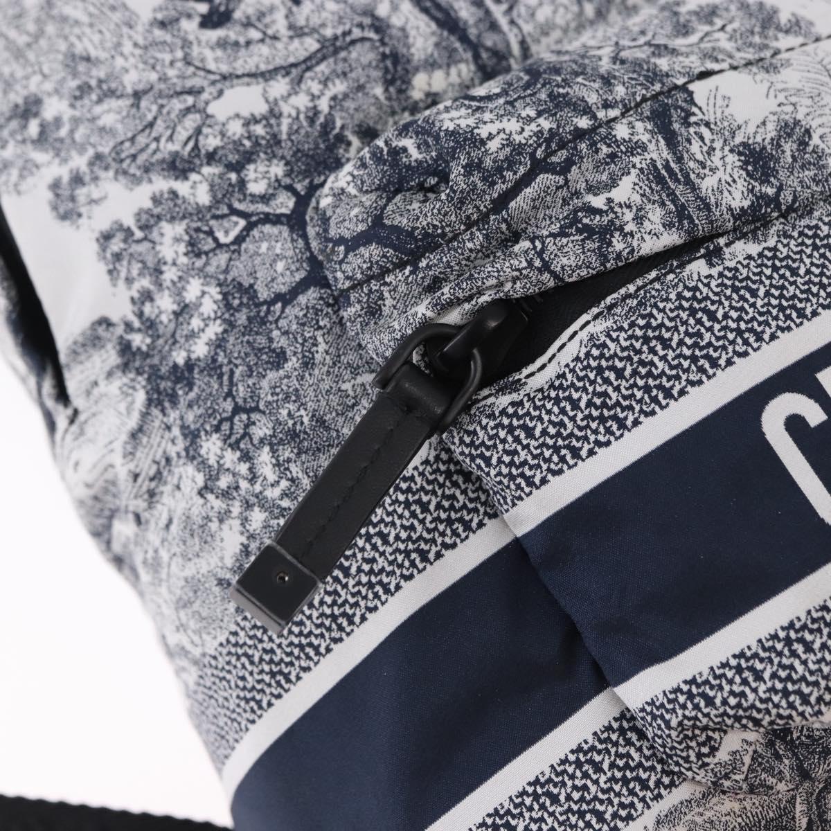Christian Dior Toile de Jouy Backpack Nylon Navy White Auth ka5416M